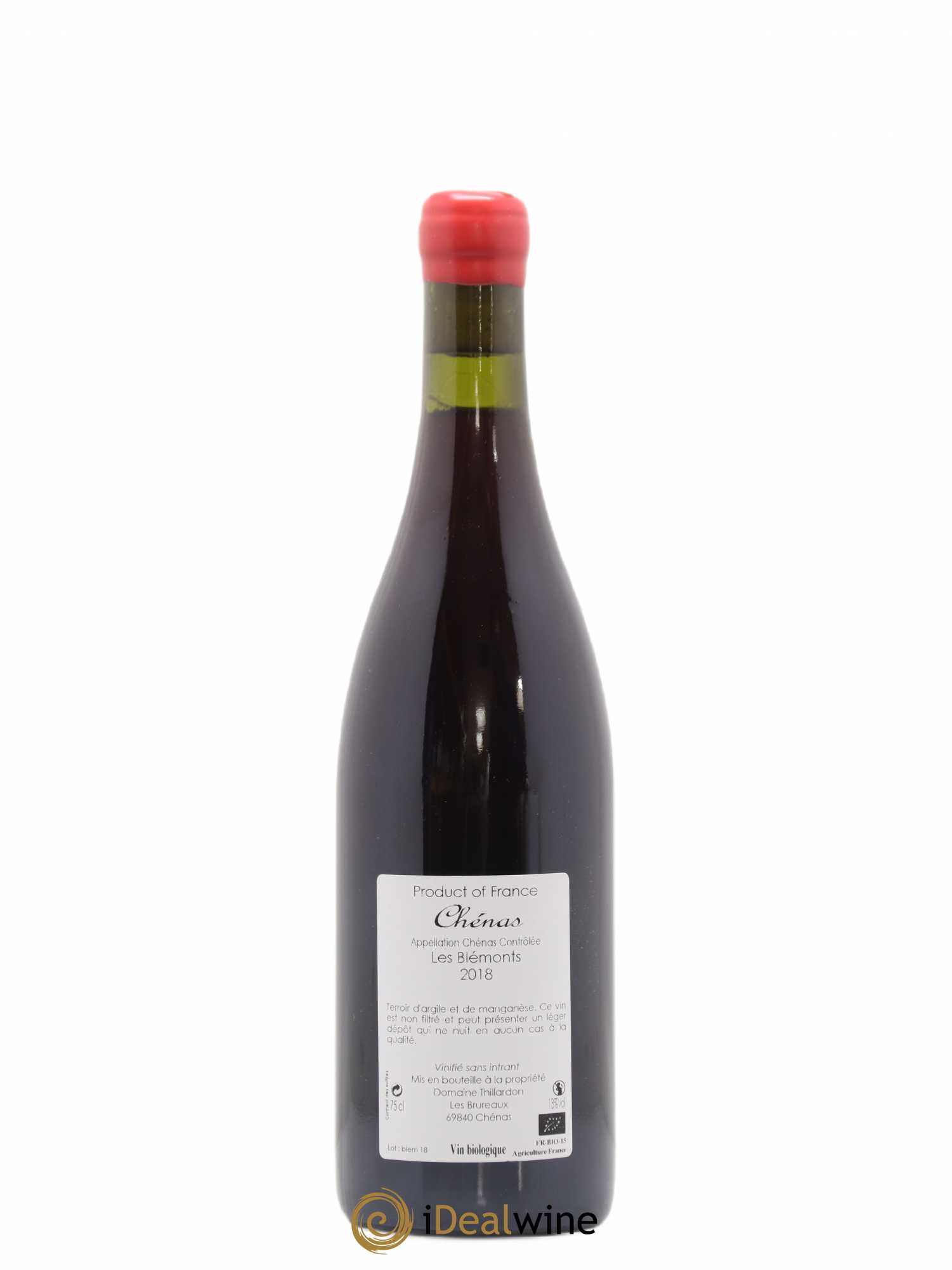 Chénas Les Blémonts Domaine Thillardon (sans prix de réserve) 2018 - Lot de 1 bouteille - 1
