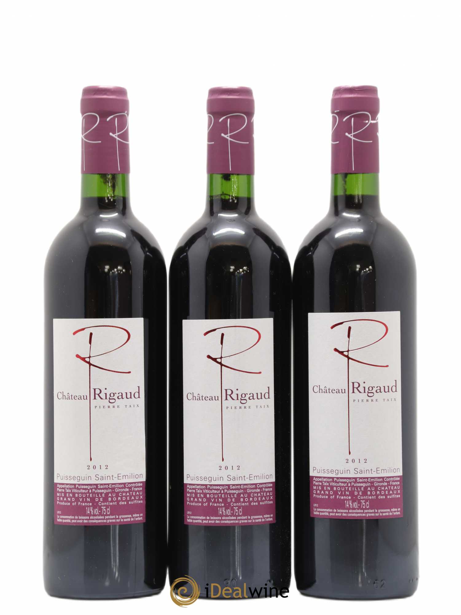 Puisseguin Saint-Émilion Château Rigaud 2012 - Lot de 3 bouteilles - 0