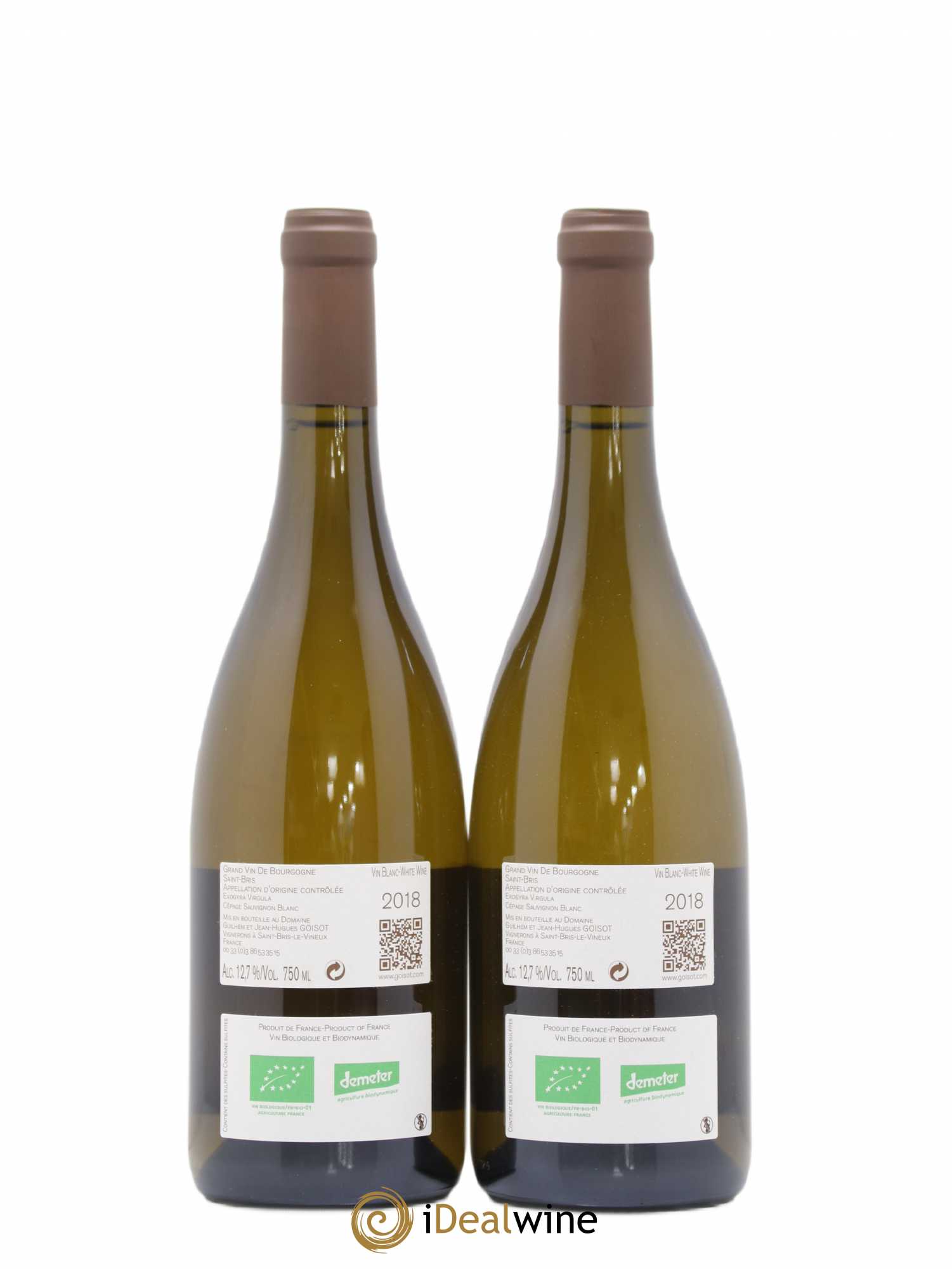 Saint-Bris Exogyra Virgula Goisot (sans prix de réserve) 2018 - Lot de 2 bouteilles - 1