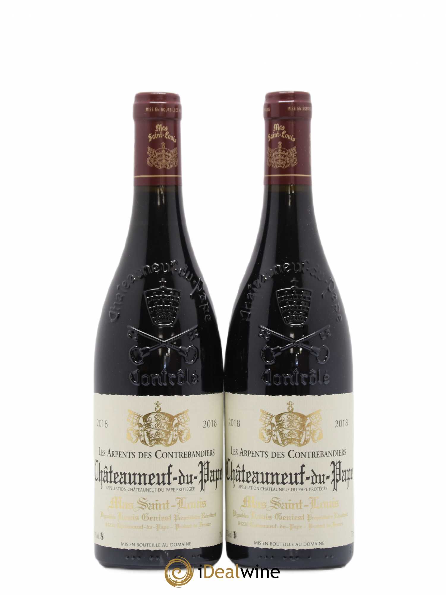 Châteauneuf-du-Pape Les Arpents des Contrebandiers Mas Saint-Louis (sans prix de réserve) 2018 - Lot de 2 bouteilles - 0