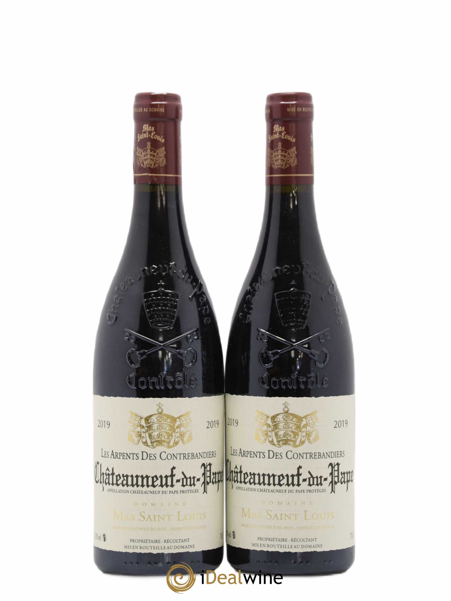 Châteauneuf-du-Pape Les Arpents des Contrebandiers Mas Saint-Louis (sans prix de réserve) 2019 - Lot de 2 bouteilles - 0