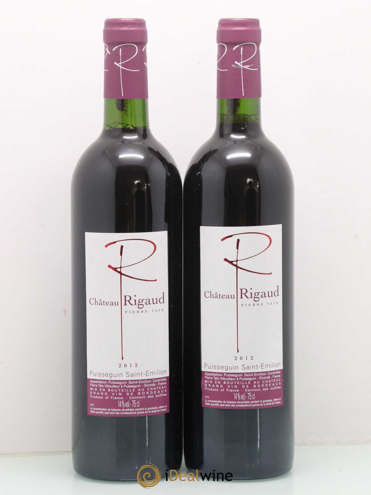 Puisseguin Saint-Émilion Château Rigaud (sans prix de réserve) 2012 - Lot de 2 bouteilles - 0
