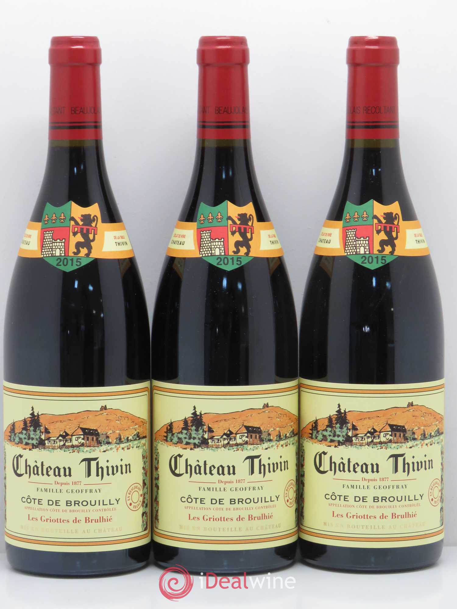Côte de Brouilly Les Griottes de Brulhié Château Thivin 2015 - Lot de 3 bouteilles - 0