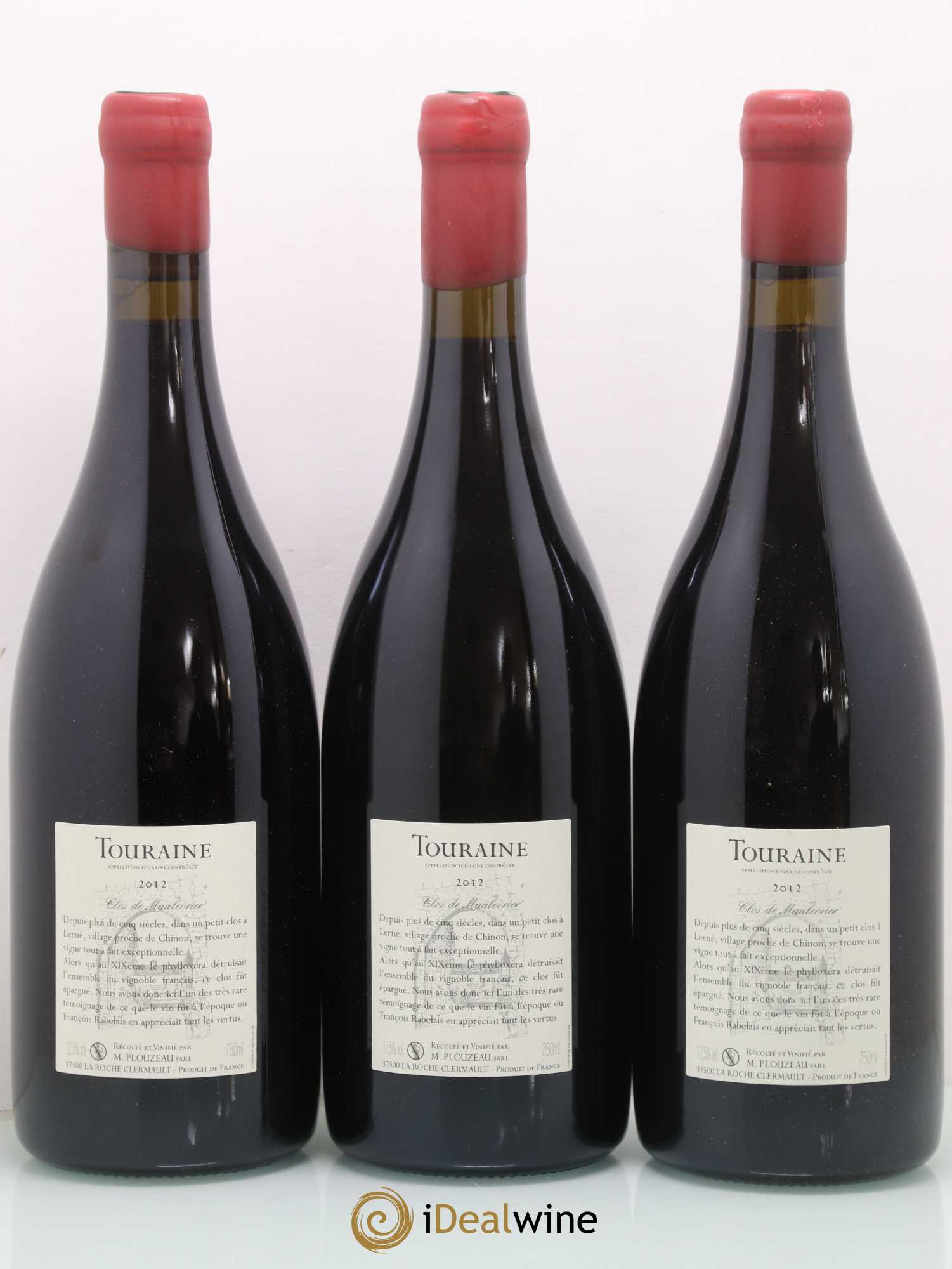 Touraine Clos de Maulevrier Ante Phylloxera Franc de Pied Marc Plouzeau 2012 - Lot of 3 bottles - 1