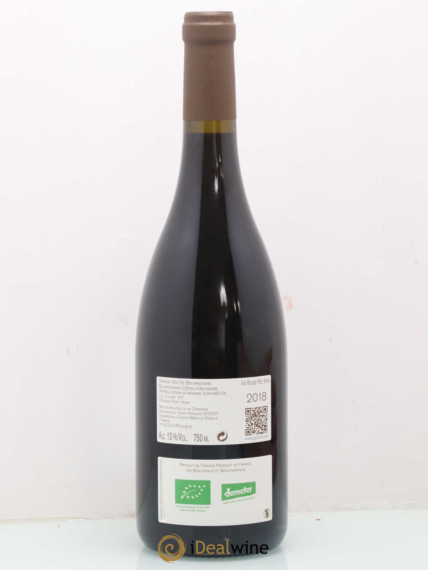 Bourgogne Côtes D'Auxerre Le Court Vit Goisot (sans prix de réserve) 2018 - Posten von 1 Flasche - 1