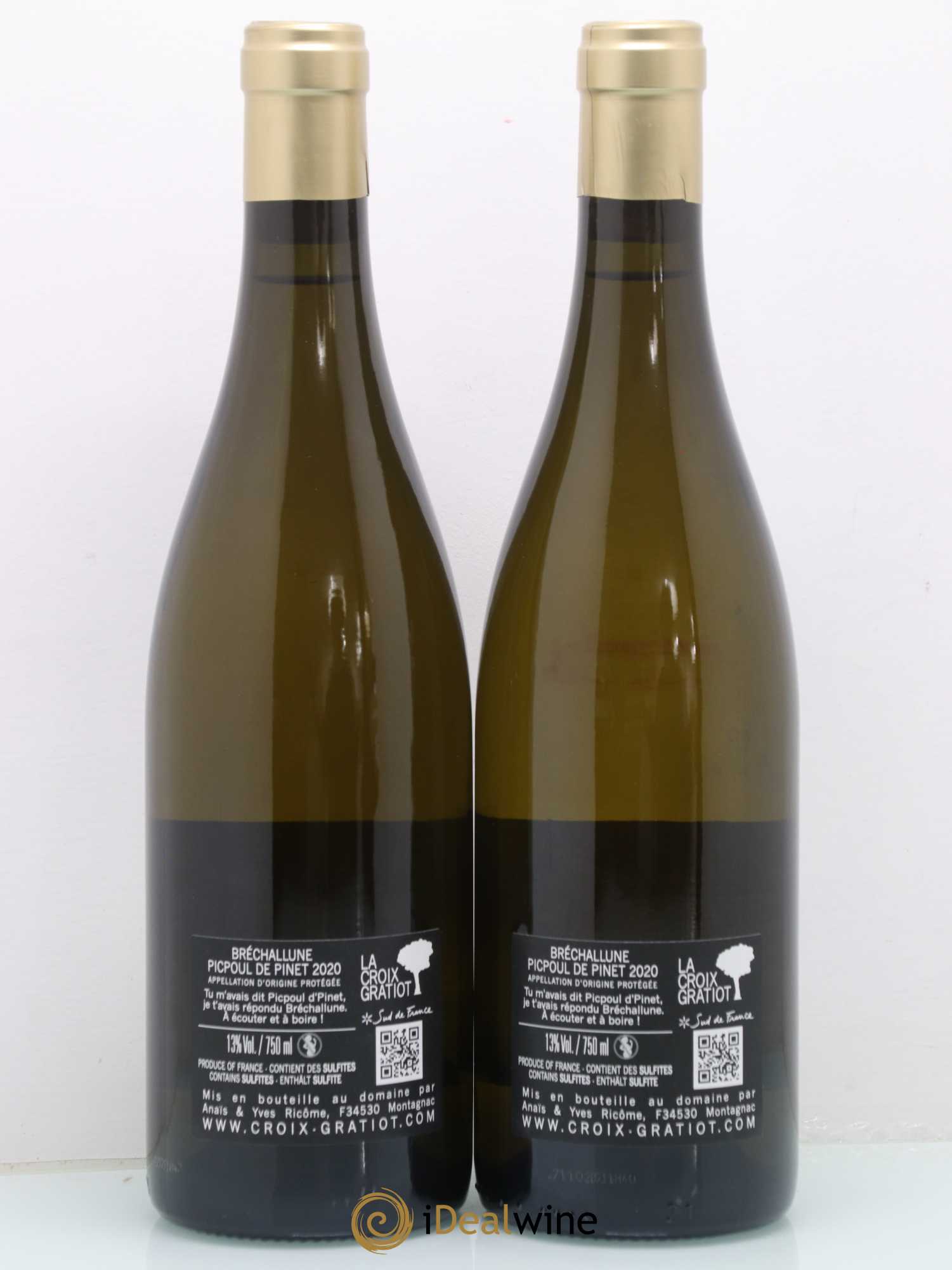Vin de France Picpoul de Pinet Bréchallune Domaien de la Croix Gratiot (sans prix de réserve) 2020 - Posten von 2 Flaschen - 1