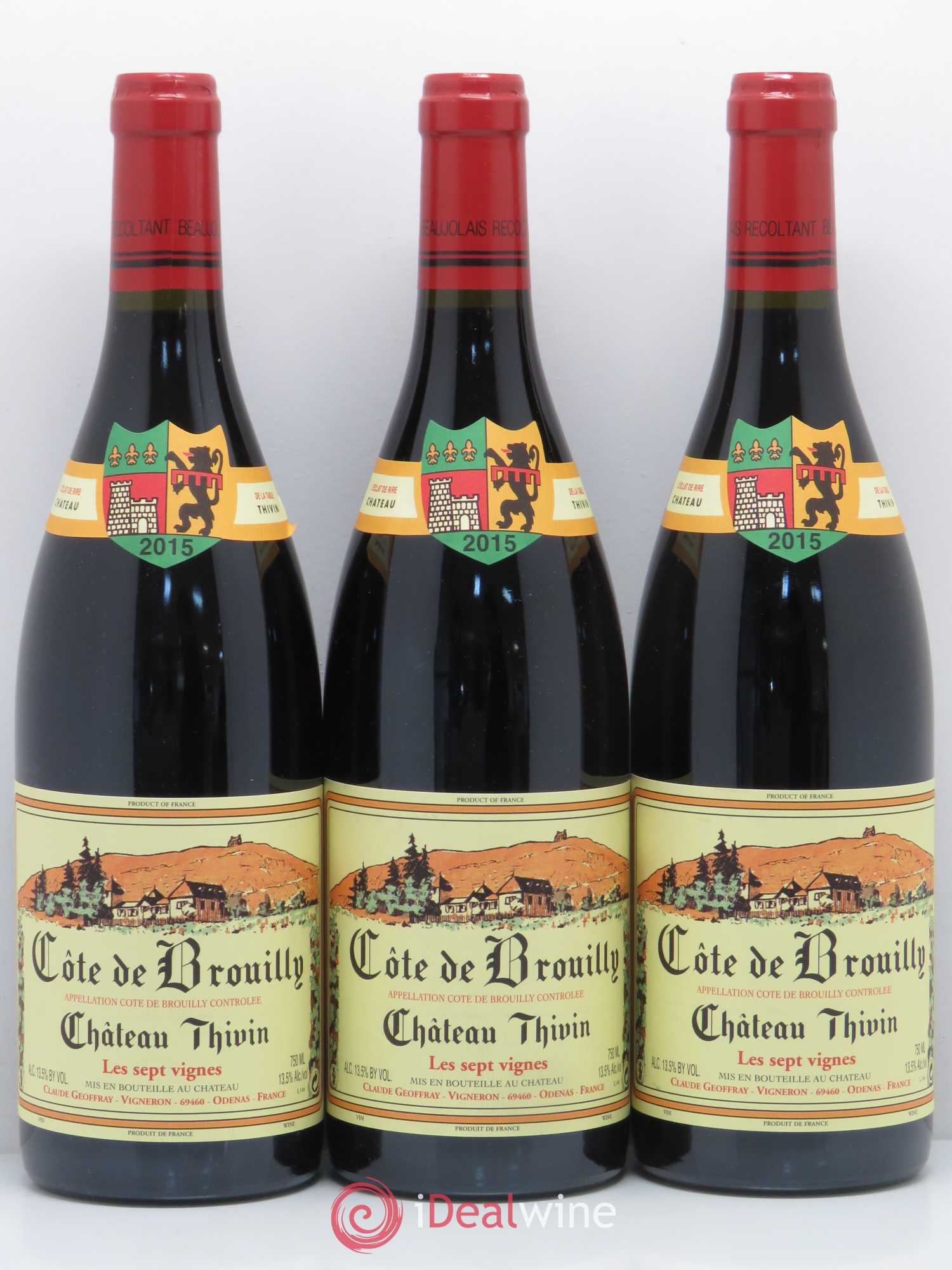 Côte de Brouilly Les 7 Vignes Château Thivin (sans prix de réserve) 2015 - Lot de 3 bouteilles - 0