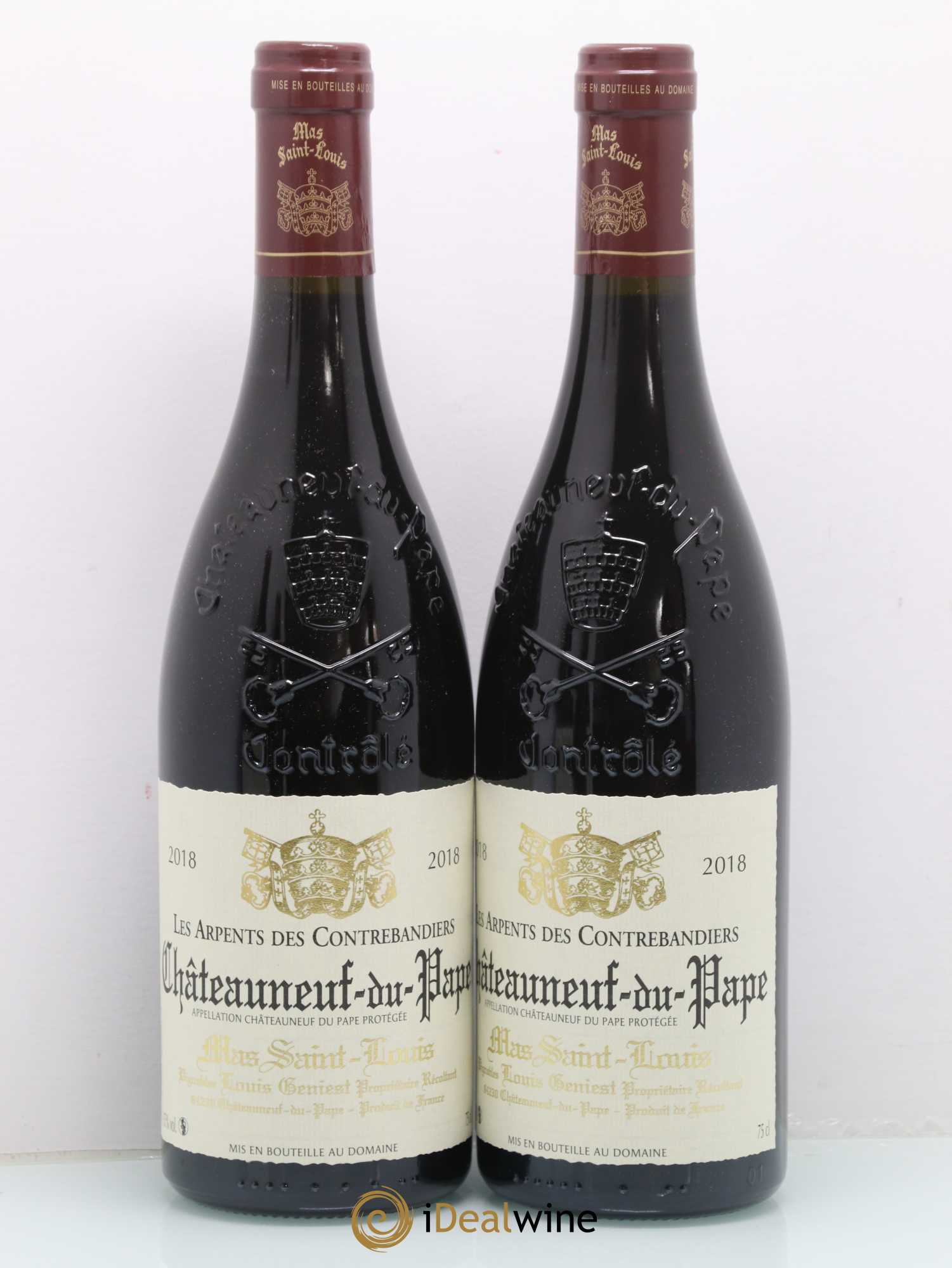 Châteauneuf-du-Pape Les Arpents des Contrebandiers Mas Saint-Louis (sans prix de réserve) 2018 - Lot de 2 bouteilles - 0