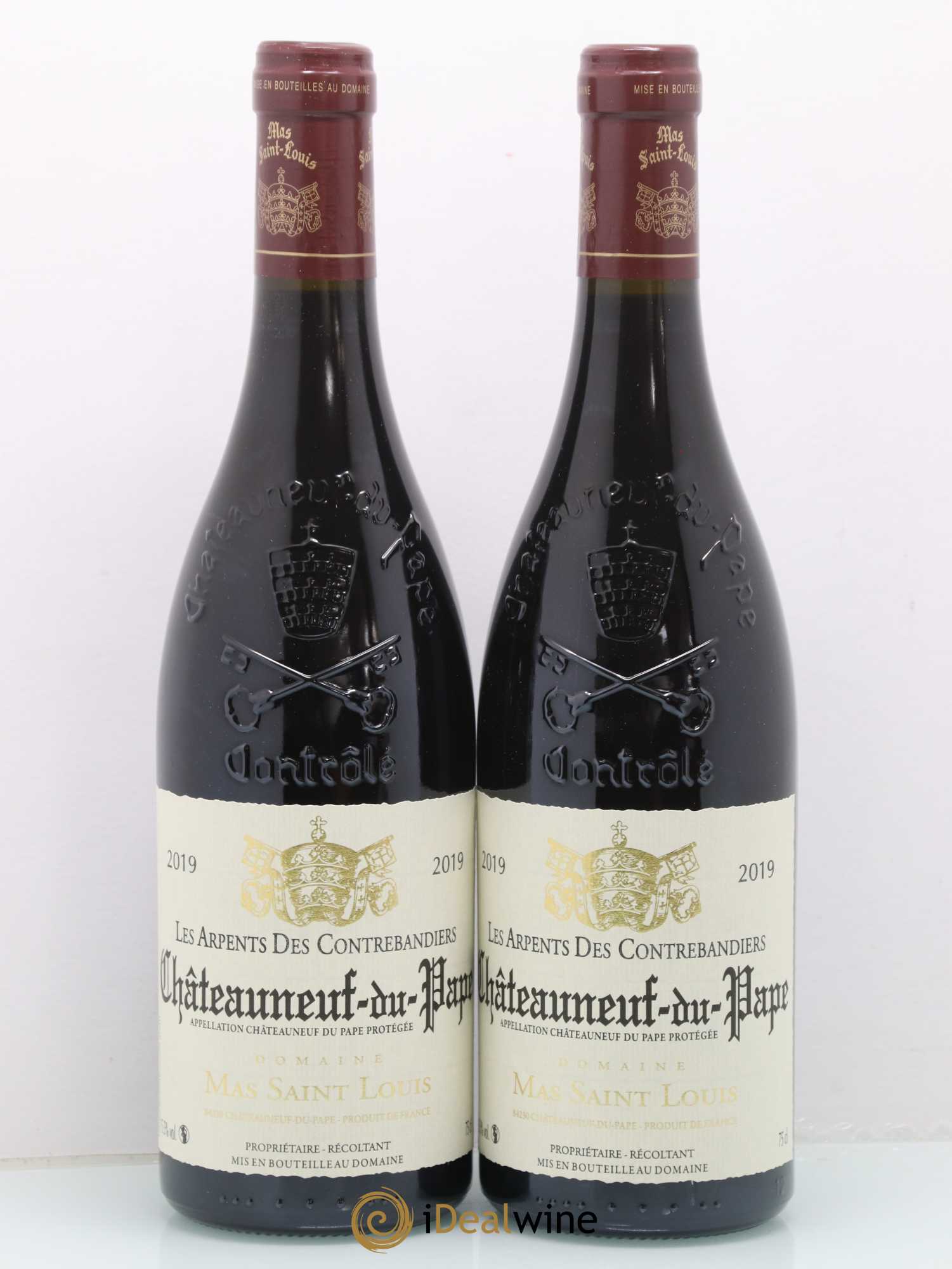 Châteauneuf-du-Pape Les Arpents des Contrebandiers Mas Saint-Louis 2019 - Lot de 2 bouteilles - 0