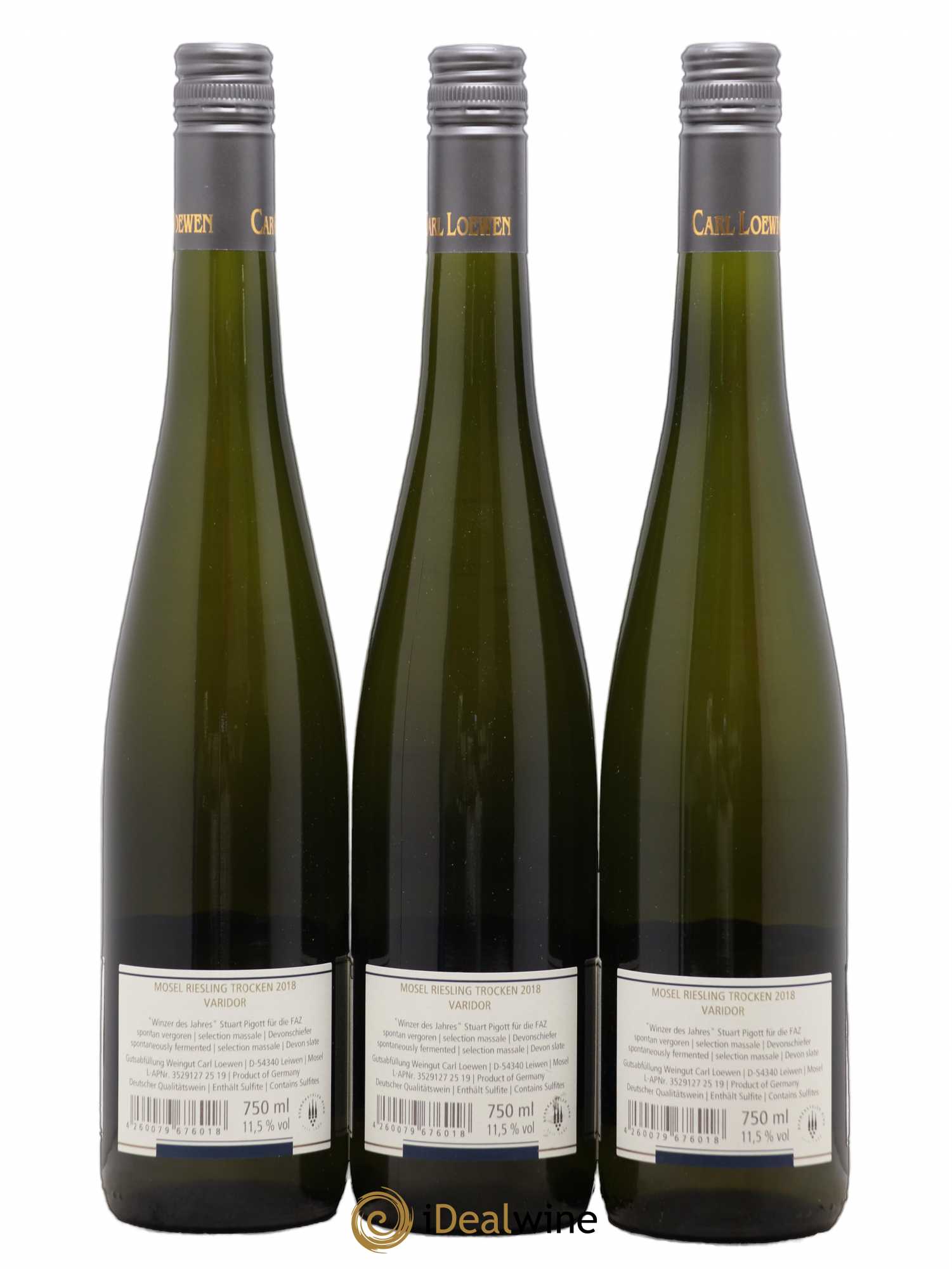 Allemagne Mosel-Saar Riesling Trocken Carl Loewen Varidor (sans prix de réserve) 2018 - Posten von 3 Flaschen - 1