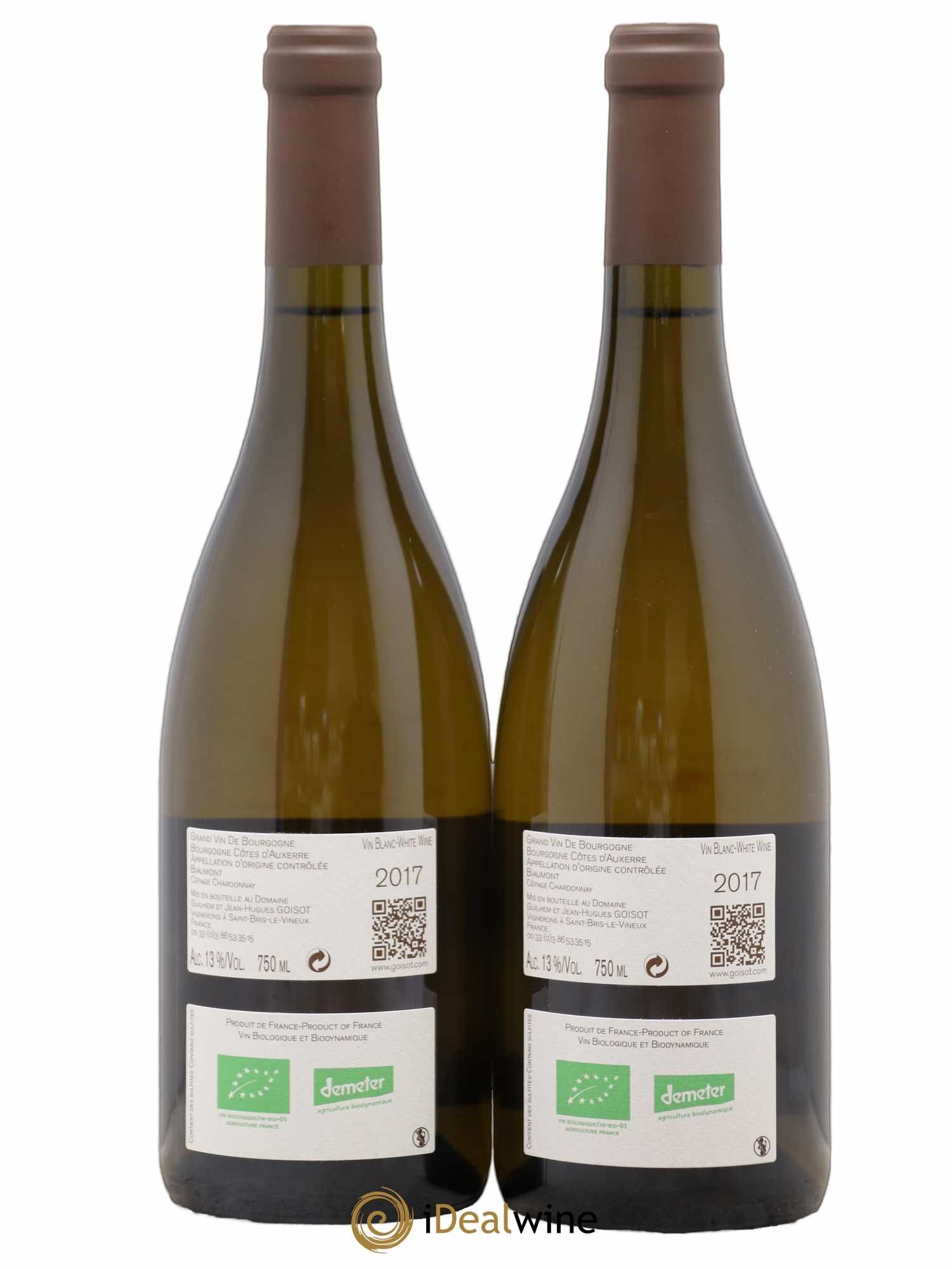 Bourgogne Côte D'Auxerre Biaumont Goisot 2017 - Posten von 2 Flaschen - 1