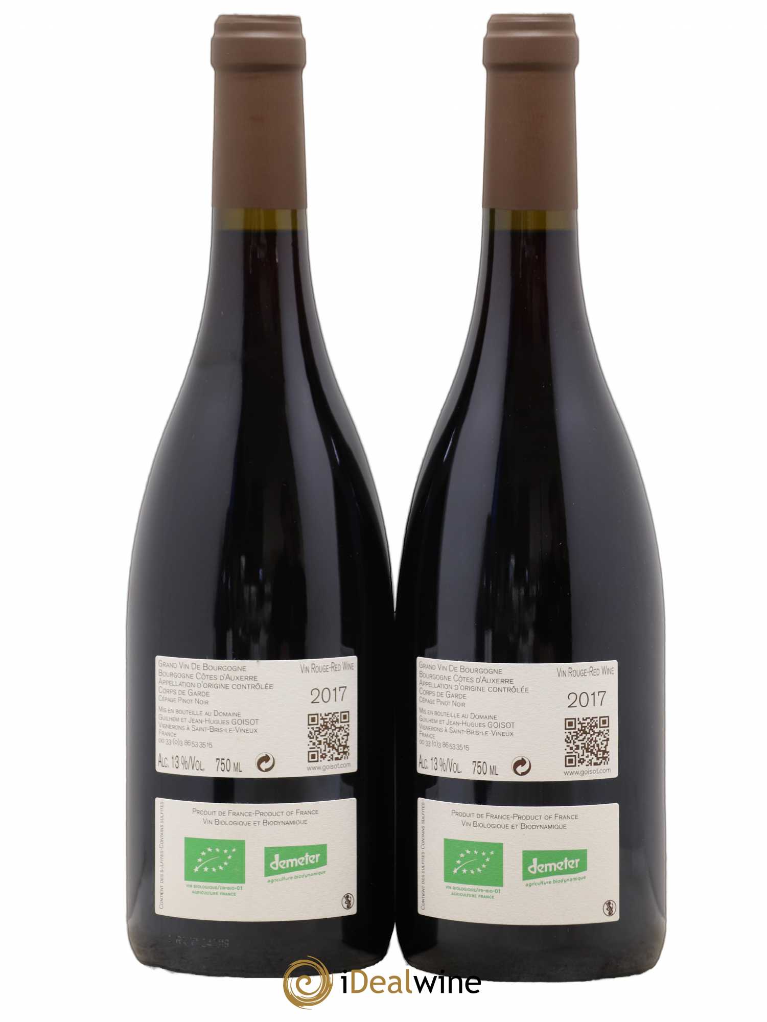 Bourgogne Côtes d'Auxerre Corps de Garde Goisot 2017 - Lot de 2 bouteilles - 1