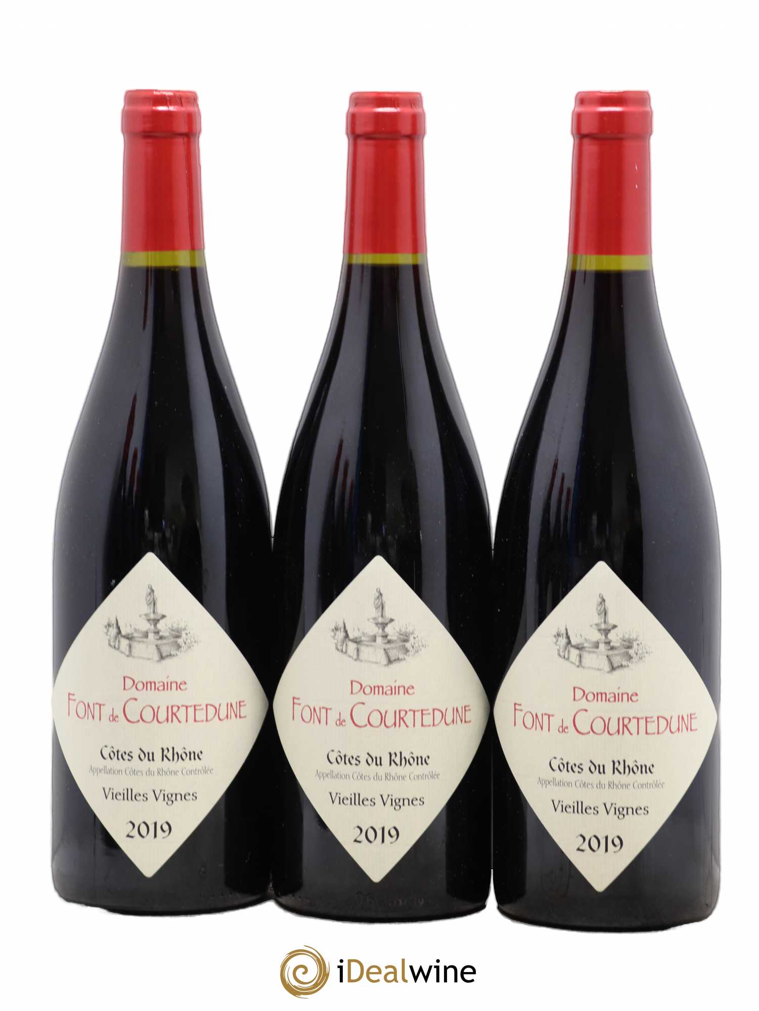Côtes-du-Rhône Vieilles Vignes Domaine Font De Courtedune (sans prix de réserve) 2019 - Posten von 3 Flaschen - 0