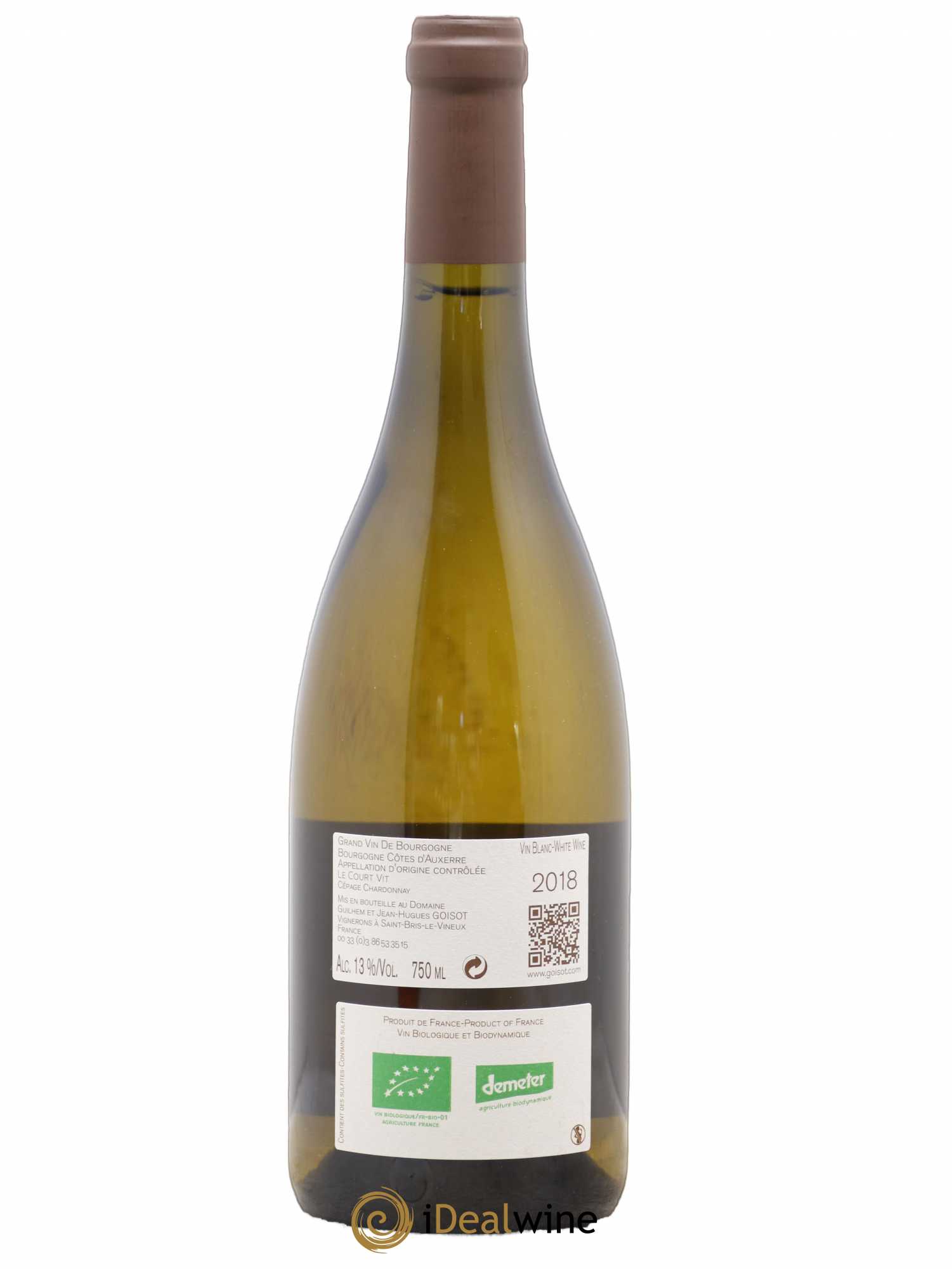 Bourgogne Côtes d'Auxerre Le Court Vit Goisot 2018 - Lot de 1 bouteille - 1