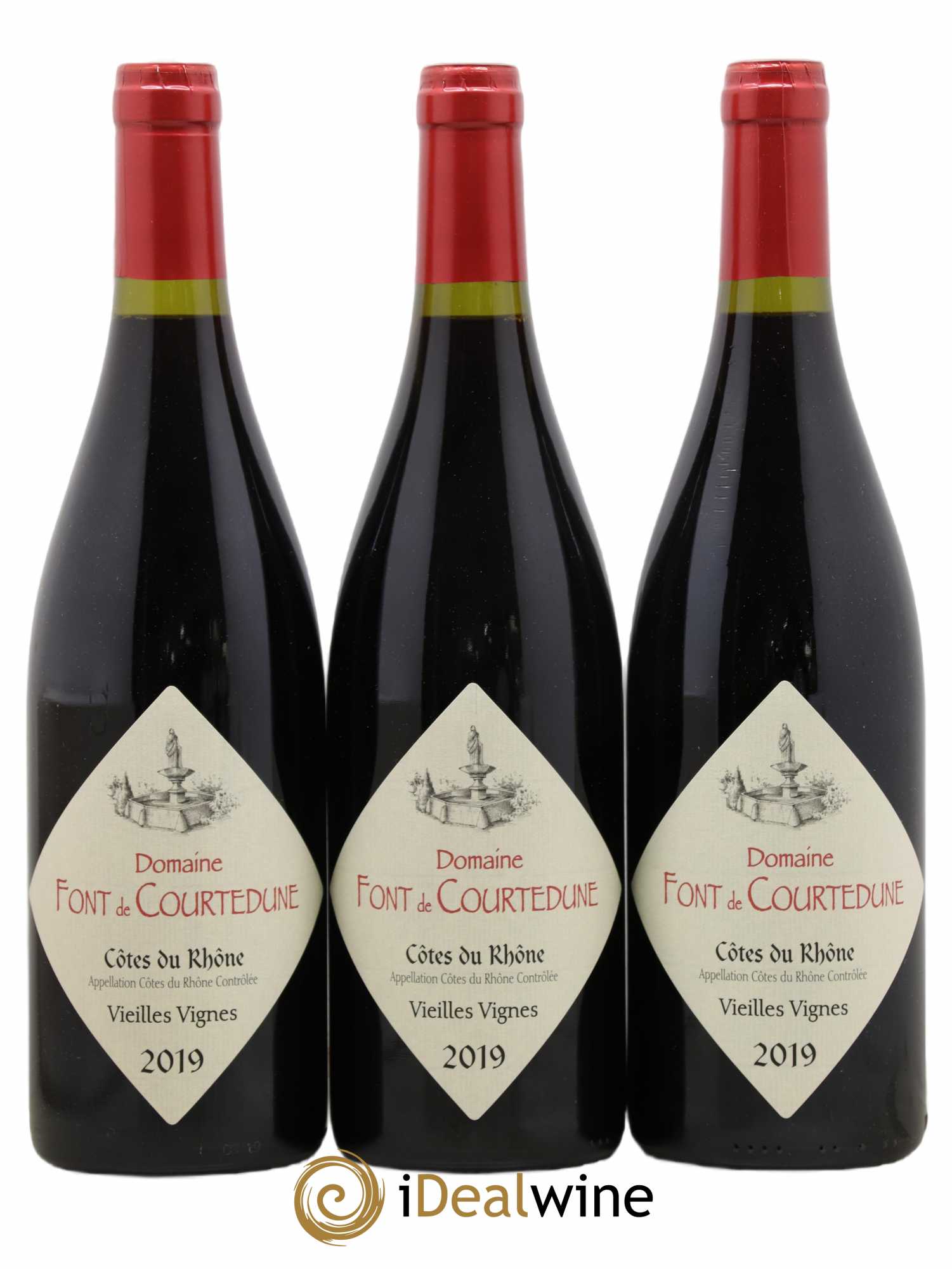 Côtes-du-Rhône Vieilles Vignes Domaine Font De Courtedune (sans prix de réserve) 2019 - Posten von 3 Flaschen - 0