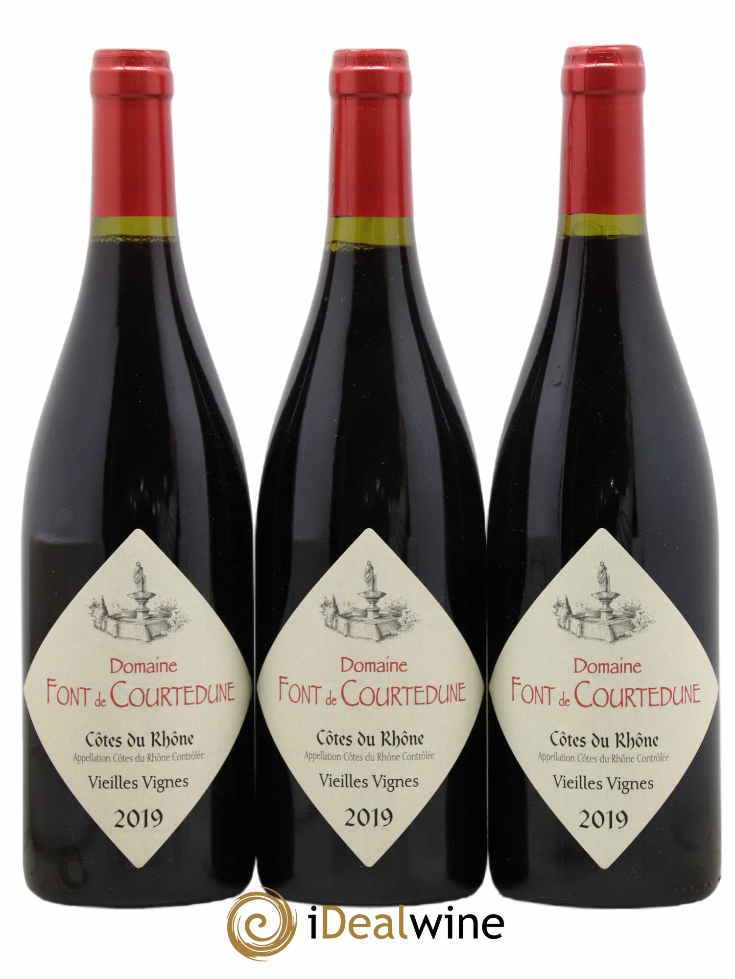 Côtes-du-Rhône Vieilles Vignes Domaine Font De Courtedune (sans prix de réserve) 2019 - Posten von 3 Flaschen - 0