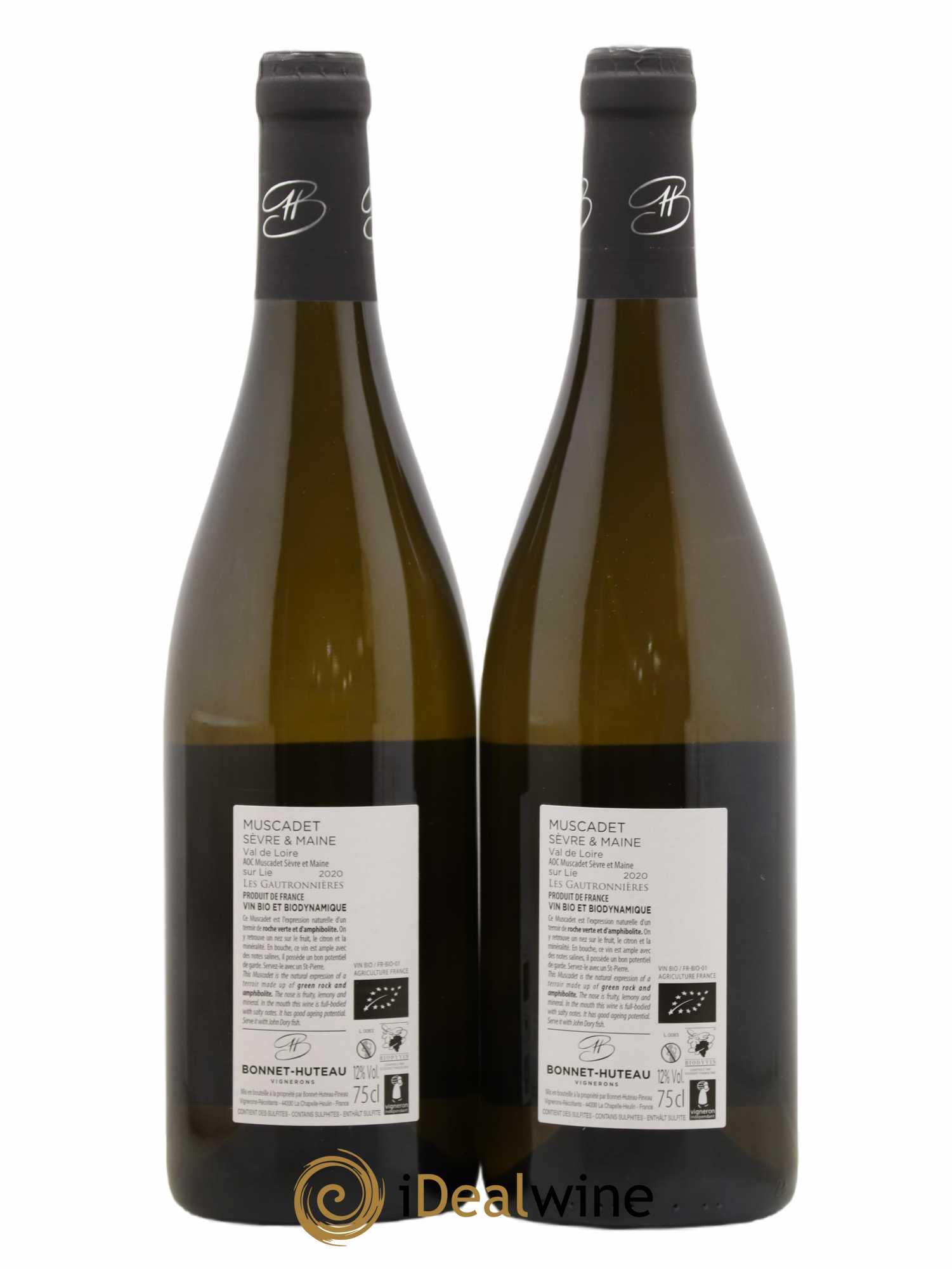 Muscadet-Sèvre-et-Maine sur lie Les Gautronnières Bonnet-Huteau (sans prix de réserve) 2020 - Lot de 2 bouteilles - 1