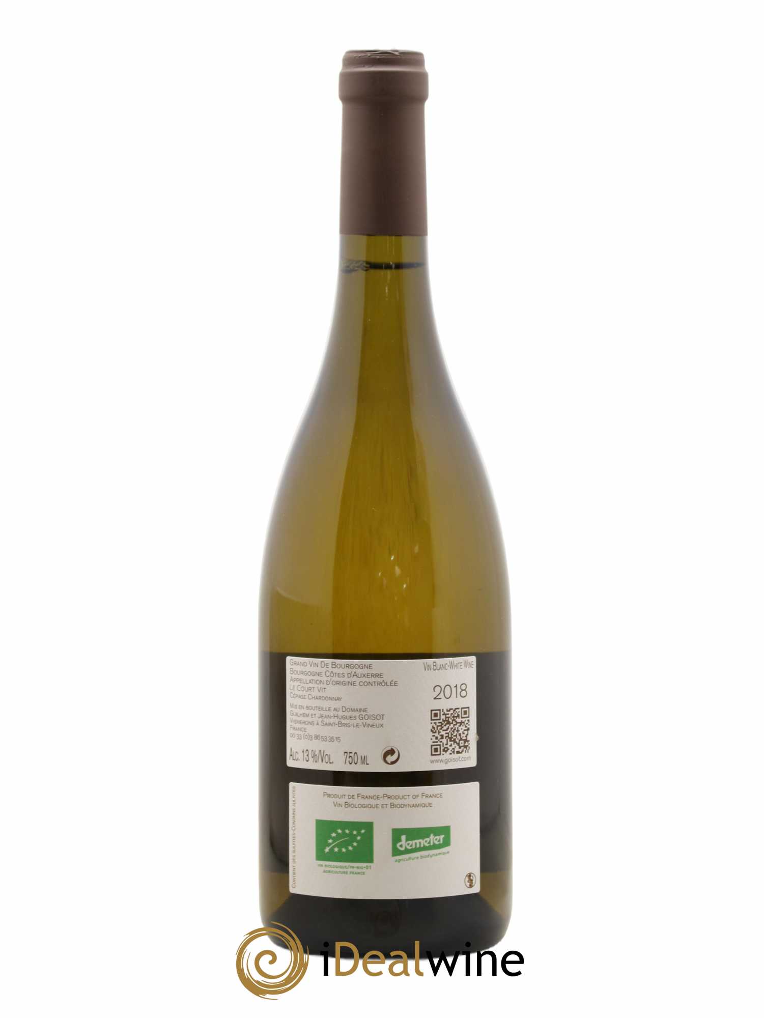 Bourgogne Côtes d'Auxerre Le Court Vit Goisot 2018 - Lot de 1 bouteille - 1
