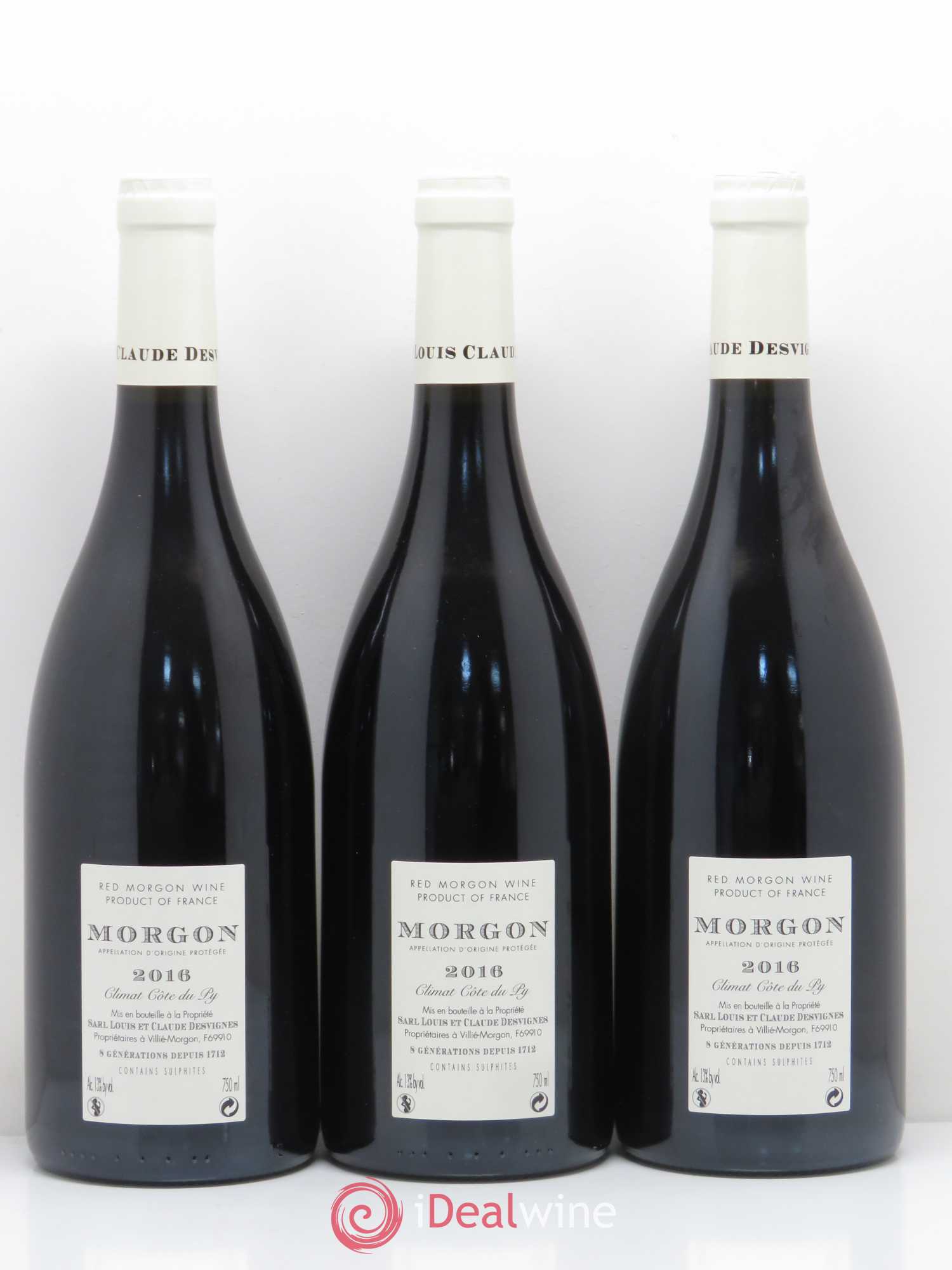 Morgon Côte de Py Javernières Louis-Claude Desvignes (sans prix de réserve) 2016 - Lot de 3 bouteilles - 1