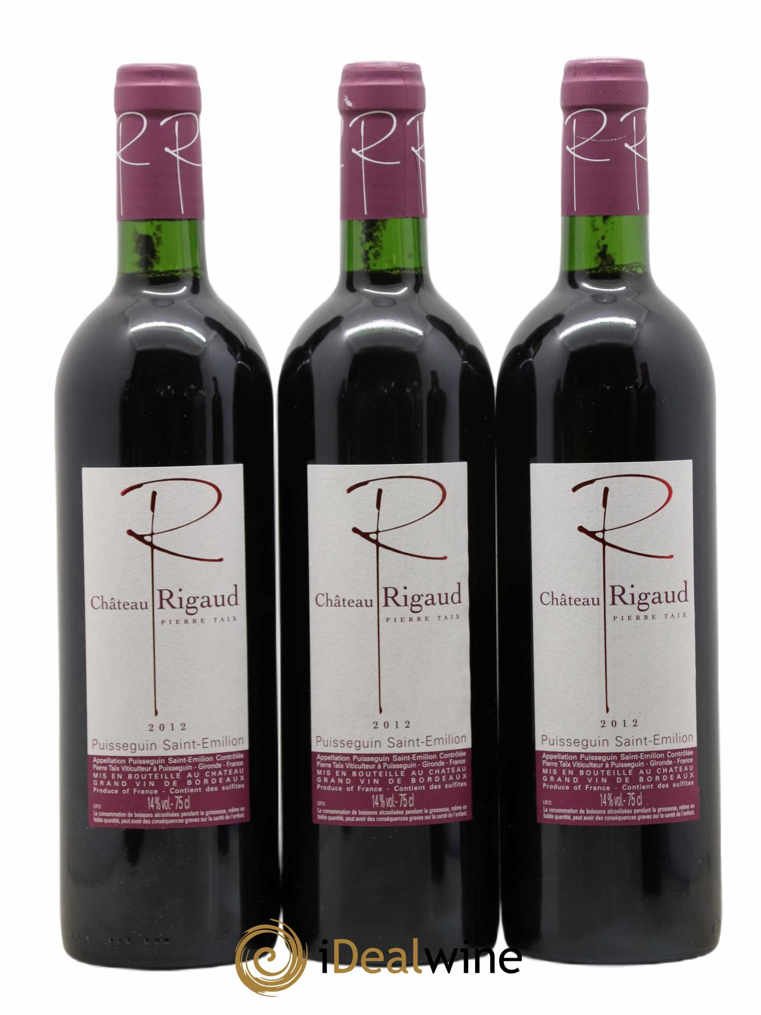 Puisseguin Saint-Émilion Château Rigaud (sans prix de réserve) 2012 - Lot de 6 bouteilles - 1