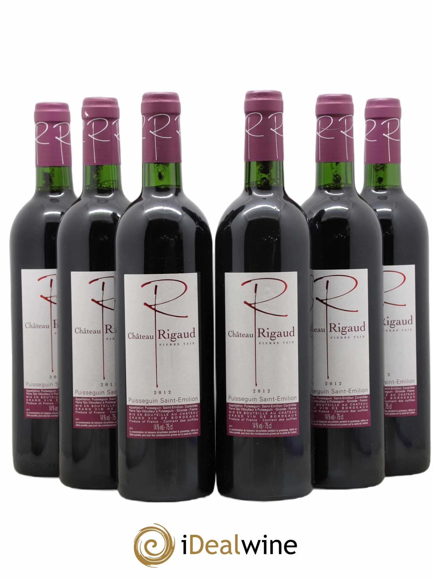 Puisseguin Saint-Émilion Château Rigaud (sans prix de réserve) 2012 - Lot de 6 bouteilles - 0