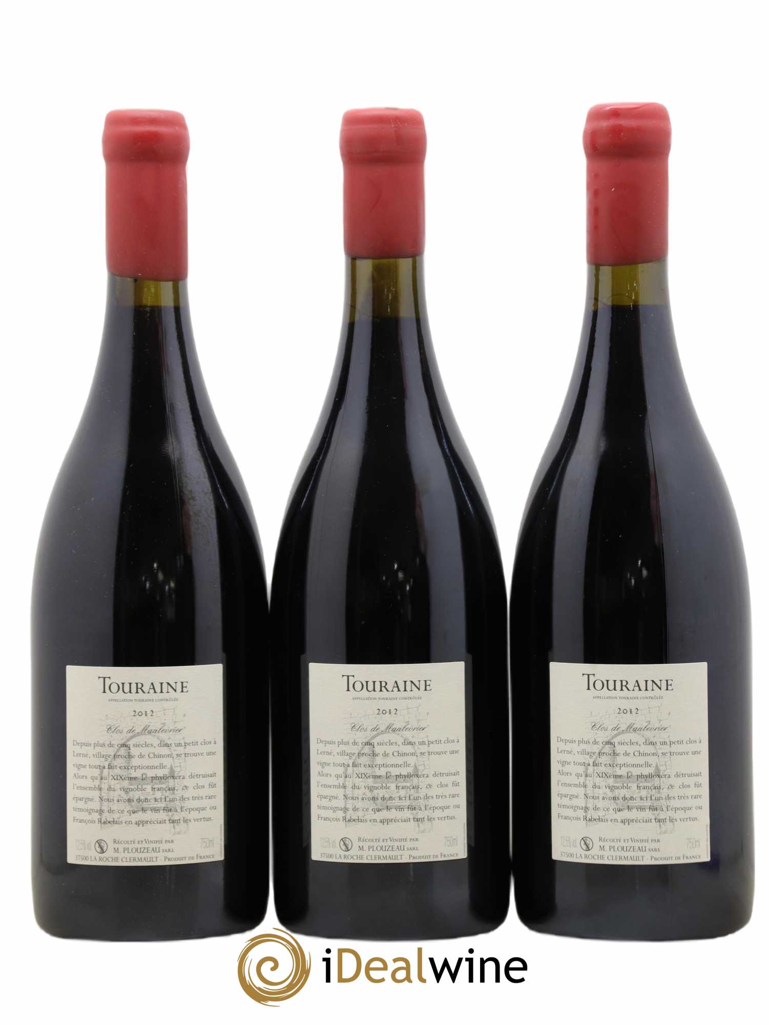 Touraine Château De La Bonneliere Clos Maulevrier Ante Phylloxera 2012 - Lot de 3 bouteilles - 1