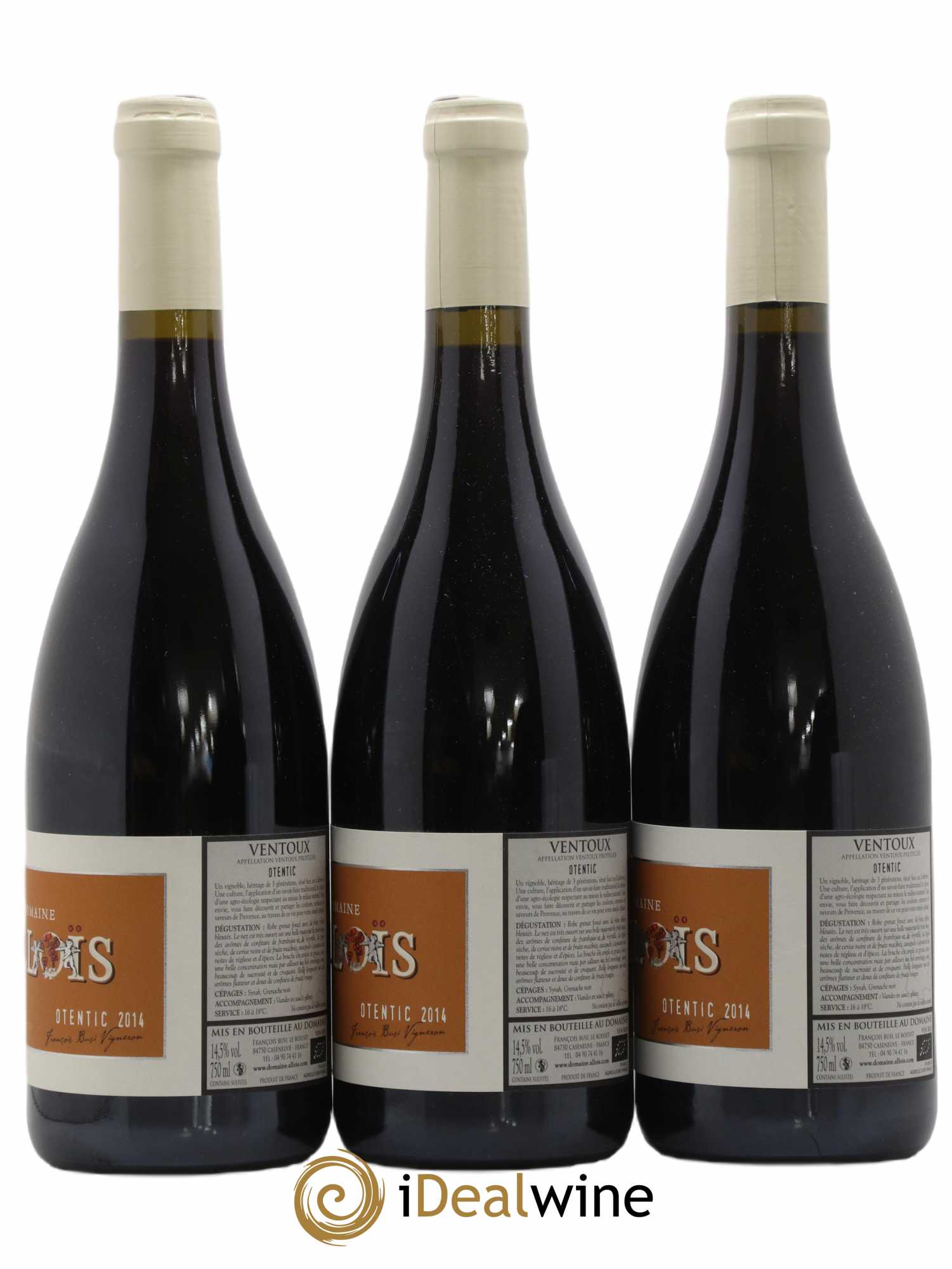 Ventoux Domaine Alloïs Otentic (no reserve) 2014 - Lot of 3 bottles - 1