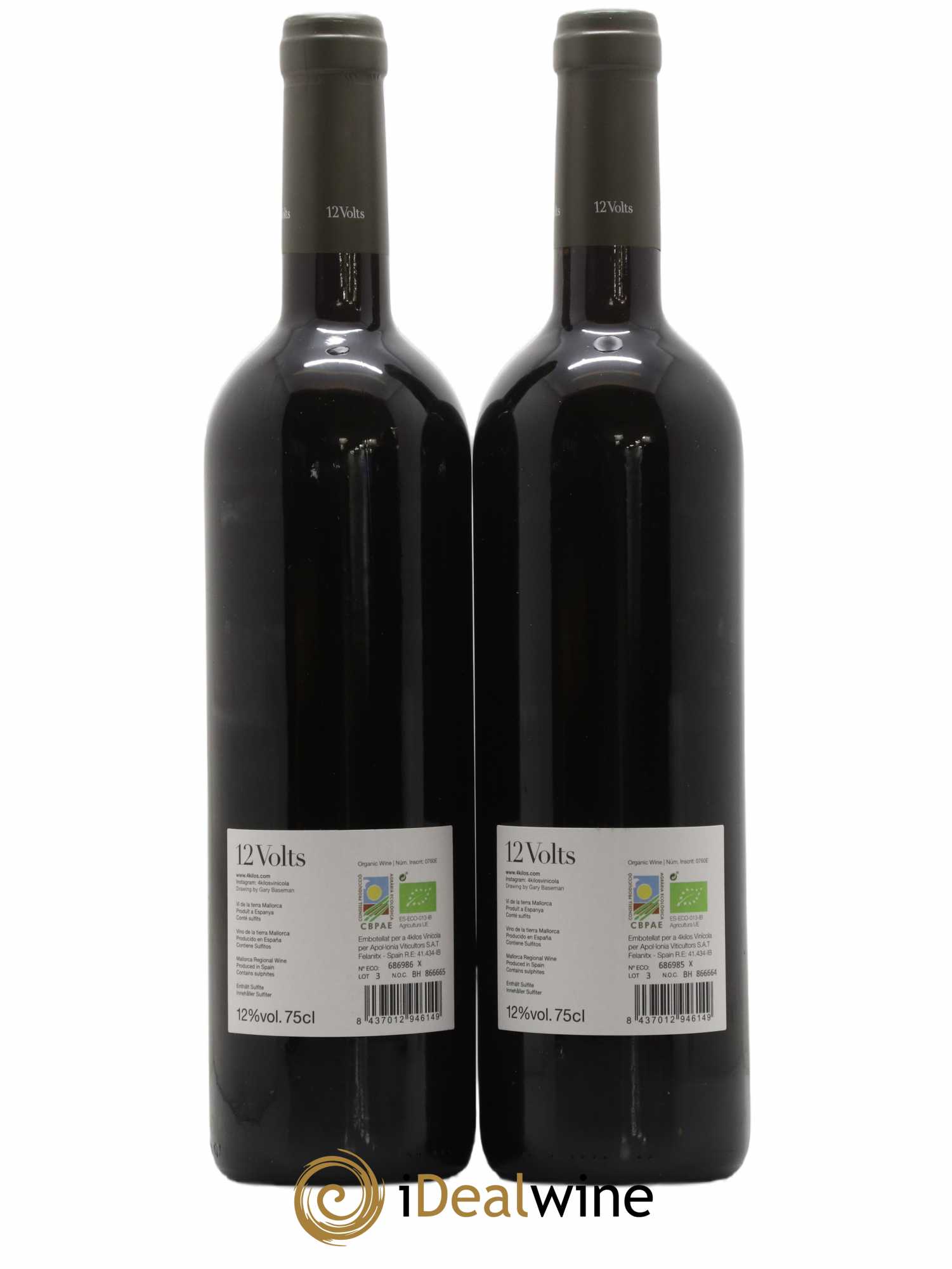 Espagne 4 Kilos D.O. VT Mallorca 12 Volts (sans prix de réserve) 2019 - Posten von 2 Flaschen - 1
