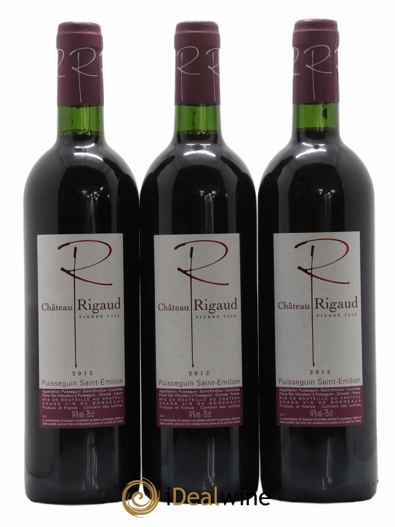 Puisseguin Saint-Émilion Château Rigaud (no reserve) 2012 - Lot of 3 bottles - 0