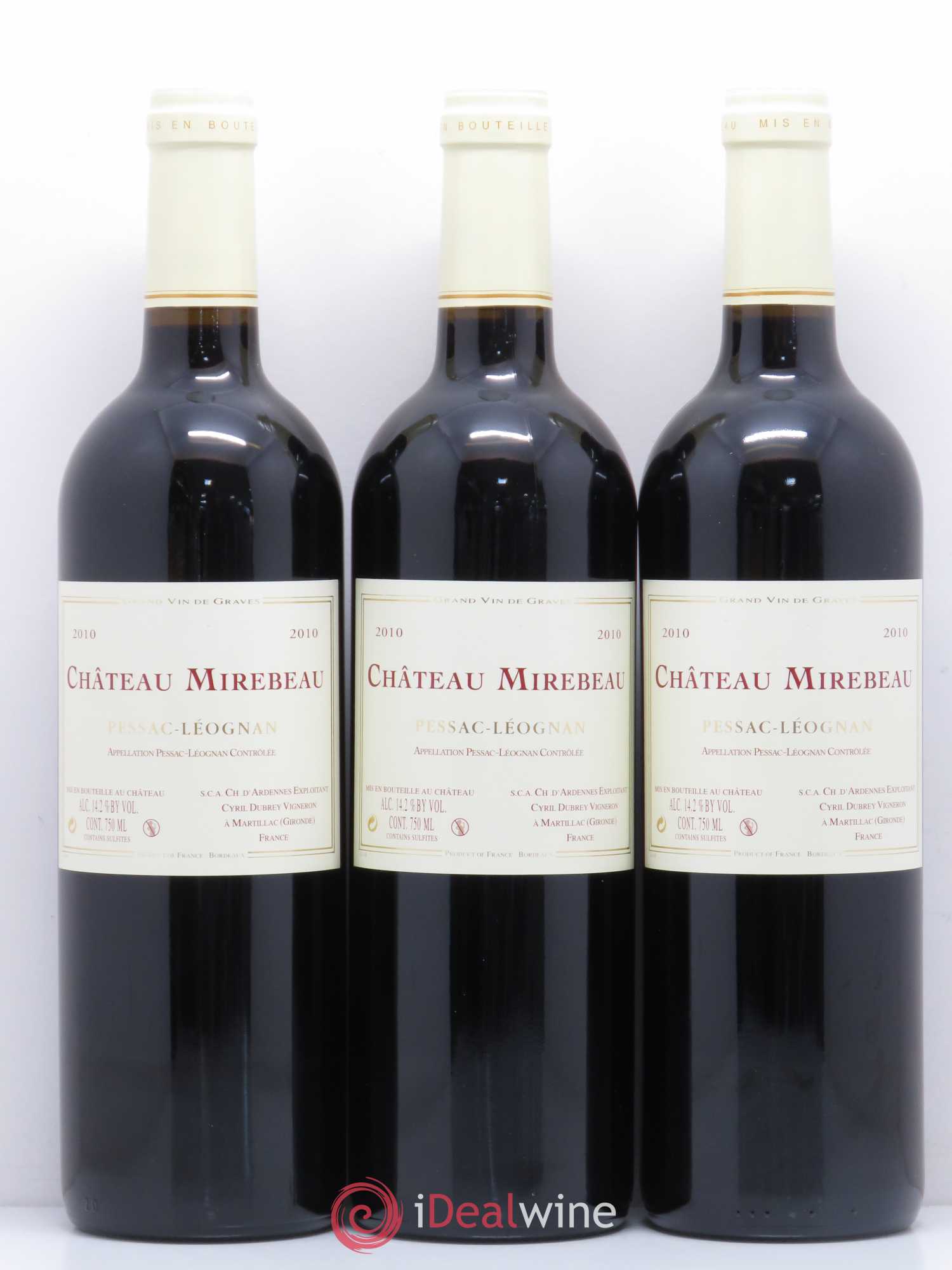 Pessac-Léognan Château Mirebeau 2010 - Lot de 6 bouteilles - 1