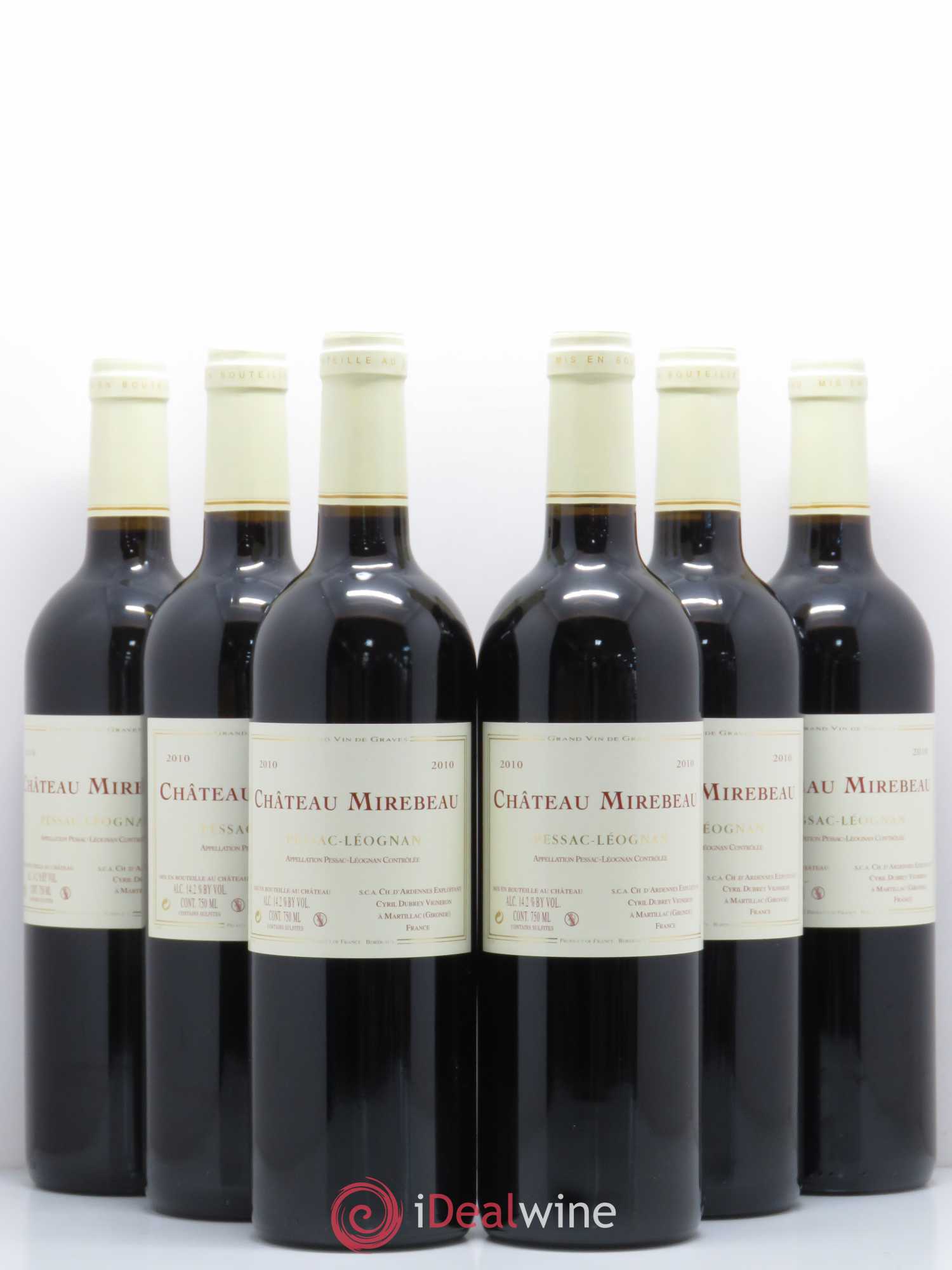 Pessac-Léognan Château Mirebeau 2010 - Lot de 6 bouteilles - 0