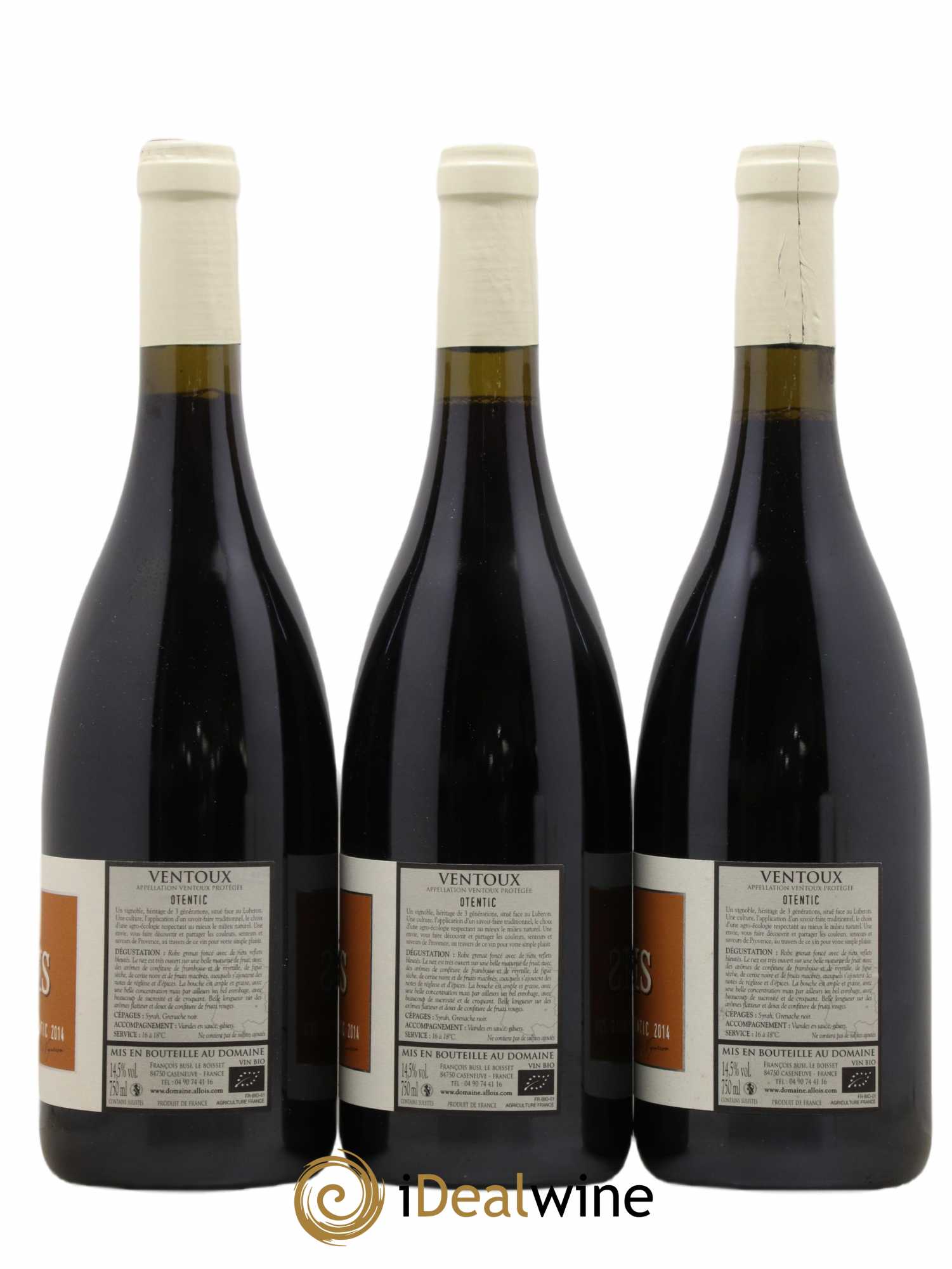 Ventoux Otentic Domaine Alloïs (no reserve) 2014 - Lot of 3 bottles - 1