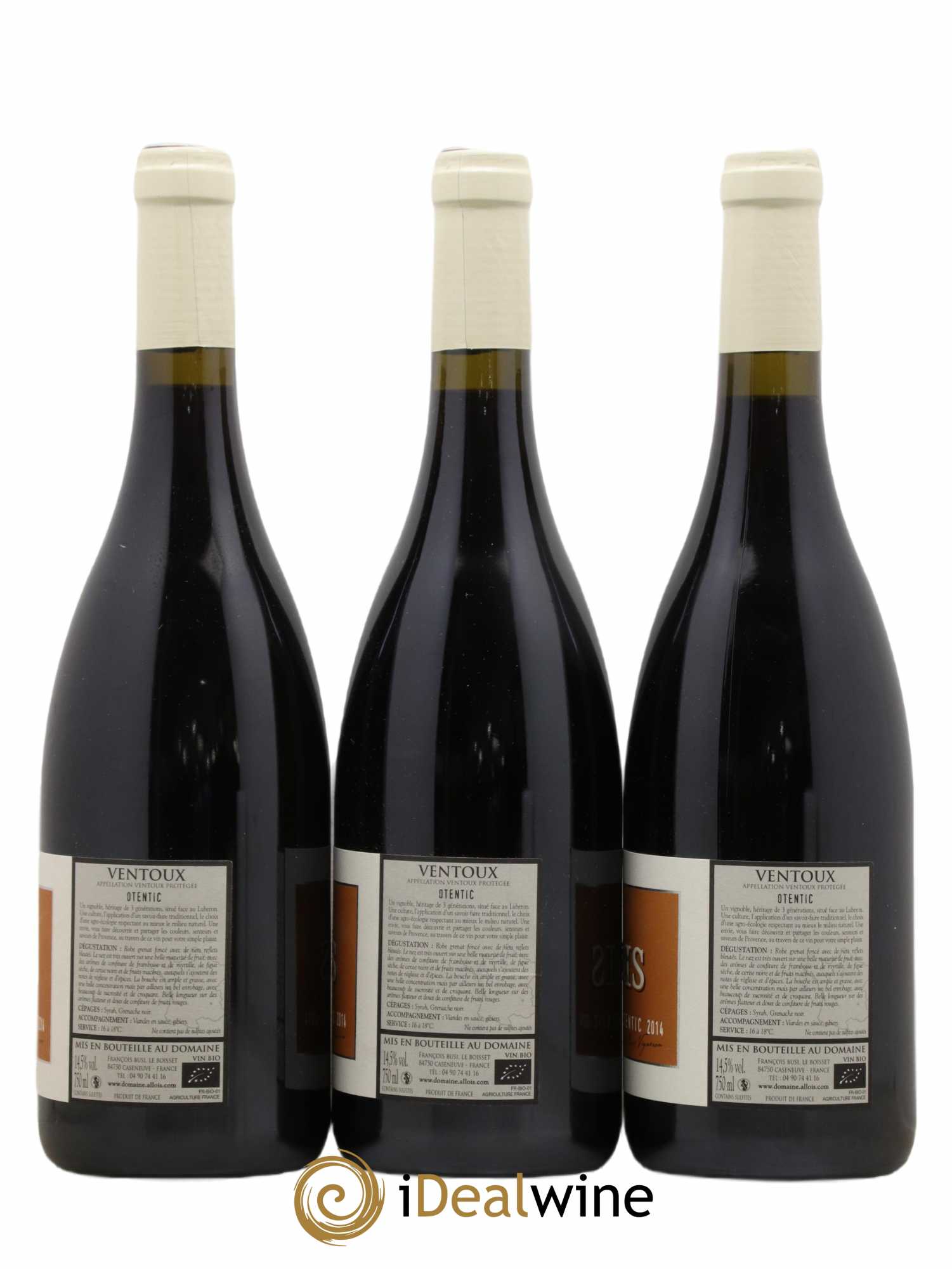 Ventoux Otentic Domaine Alloïs (sans prix de réserve) 2014 - Lot de 3 bouteilles - 1