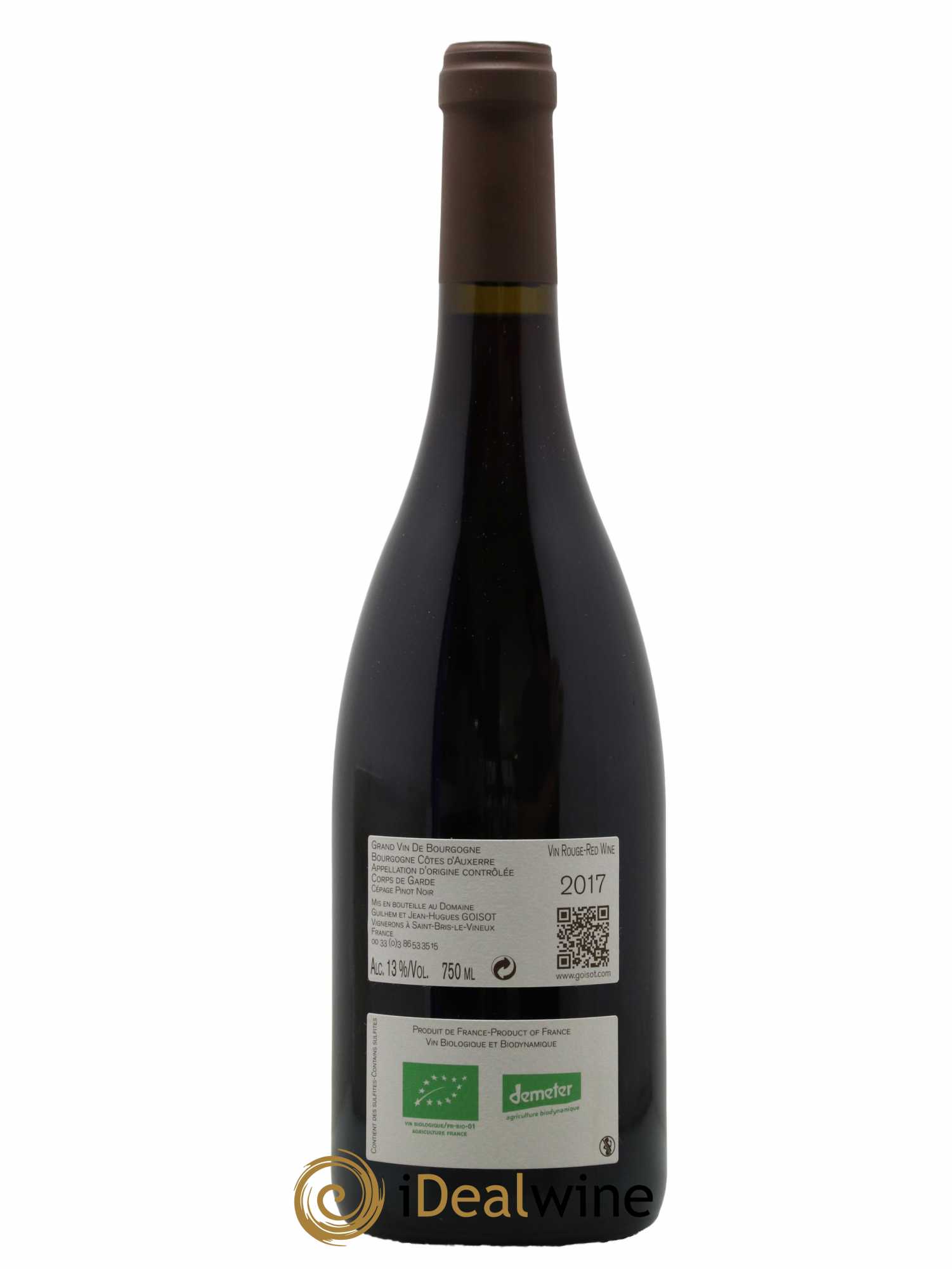 Bourgogne Côtes d'Auxerre Corps de Garde Goisot 2017 - Lot de 1 bouteille - 1
