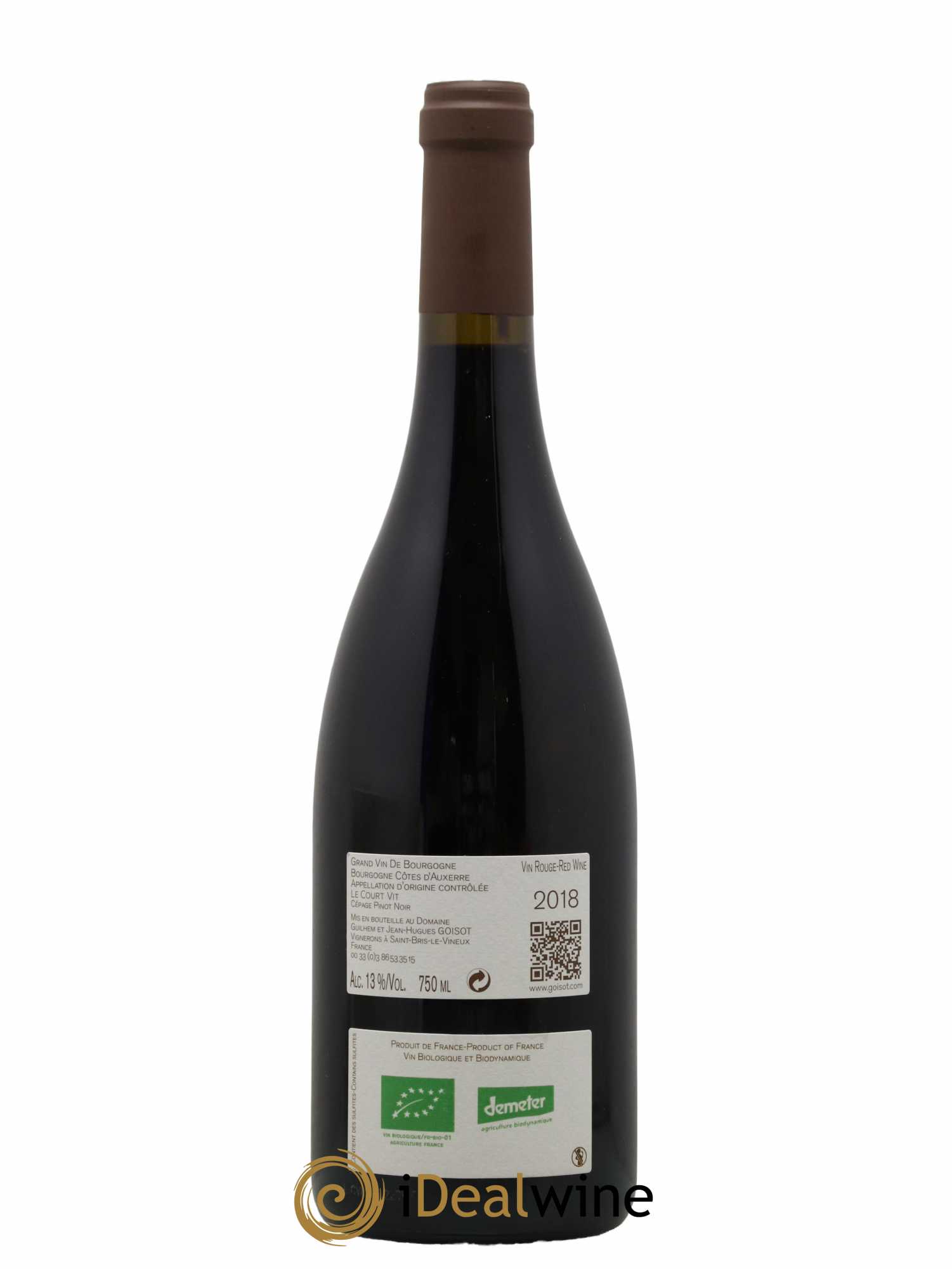 Bourgogne Côtes d'Auxerre Le Court Vit Goisot 2018 - Lot de 1 bouteille - 1