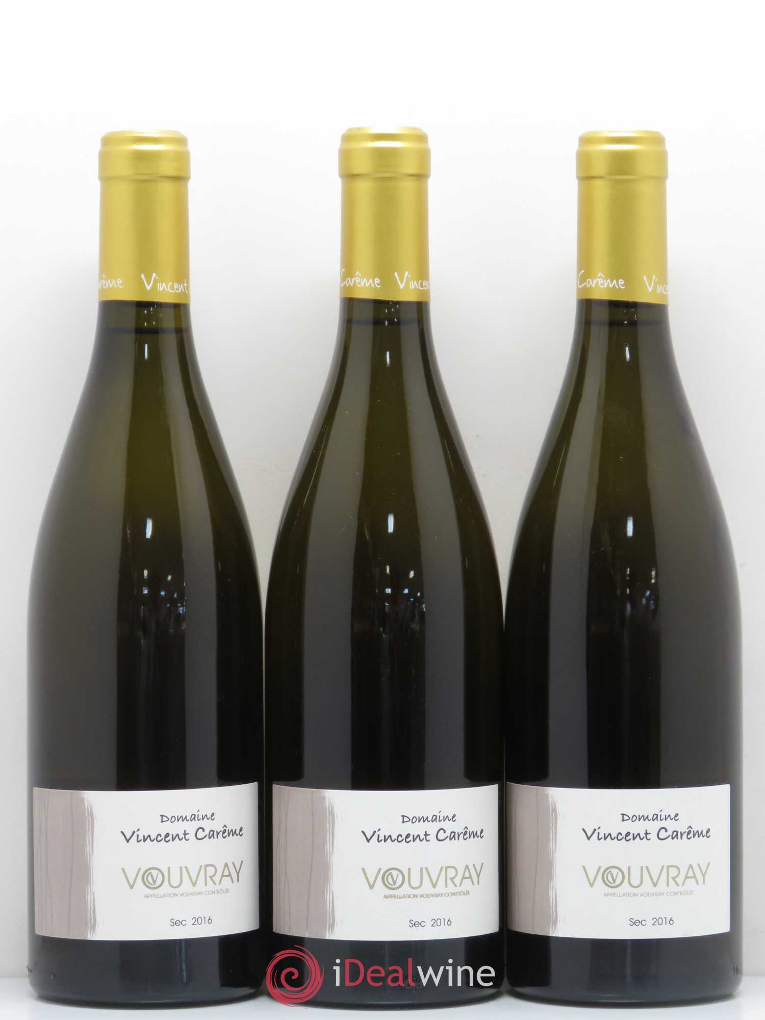 Vouvray Sec Domaine Vincent Carême (sans prix de réserve) 2016 - Lot de 3 bouteilles - 0