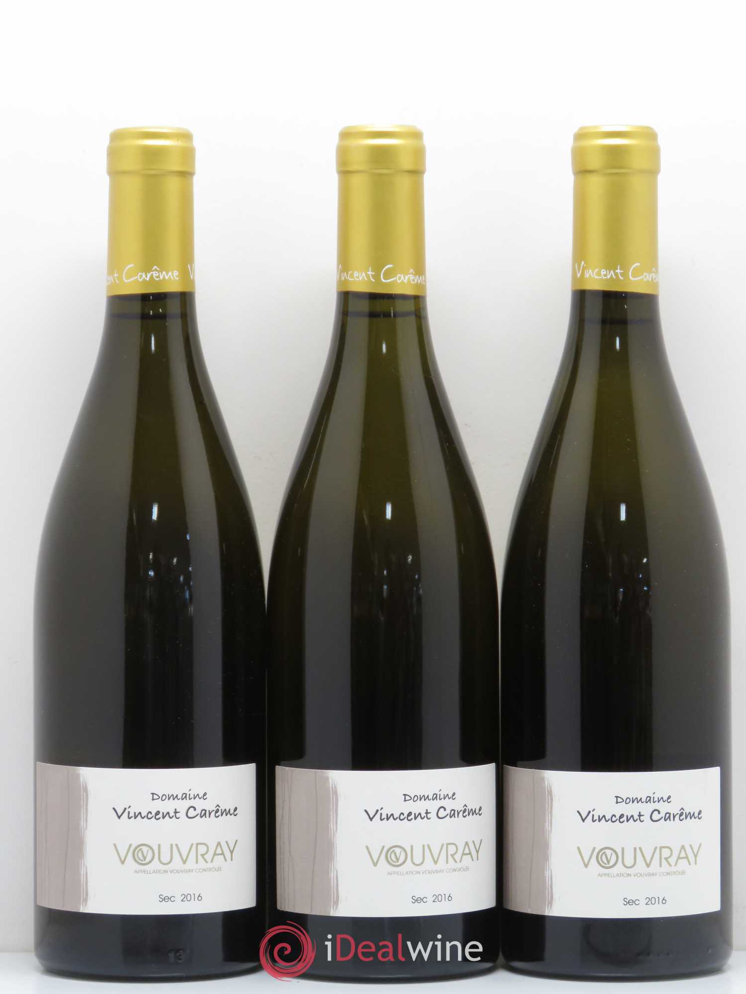 Vouvray Sec Domaine Vincent Carême (sans prix de réserve) 2016 - Lot de 3 bouteilles - 0