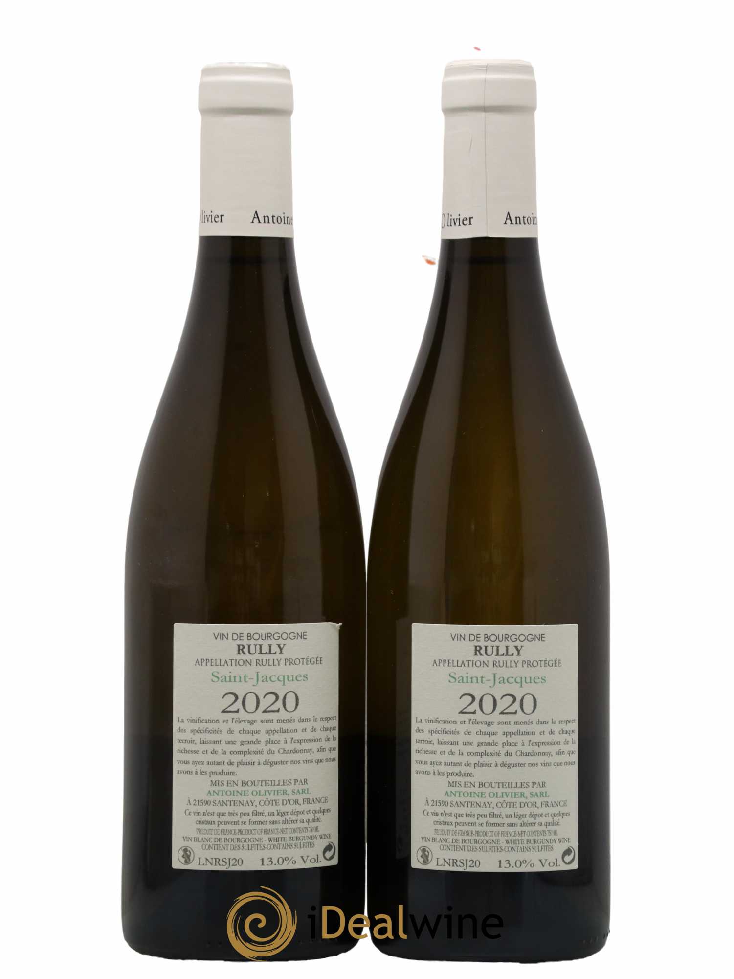 Rully Rully Saint Jacques Domaine Antoine Olivier 2020 - Lotto di 2 bottiglie - 1