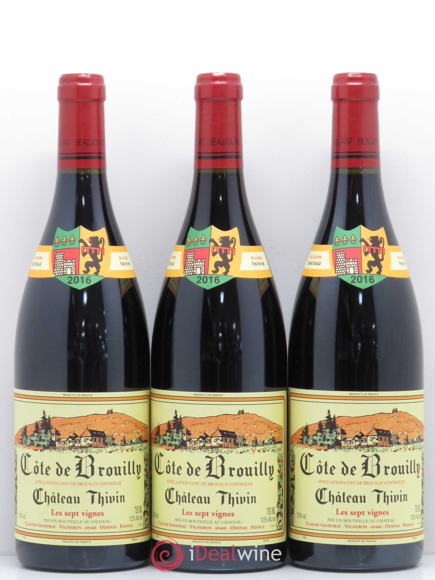 Côte de Brouilly Les 7 Vignes Château Thivin (sans prix de réserve) 2016 - Lot de 3 bouteilles - 0