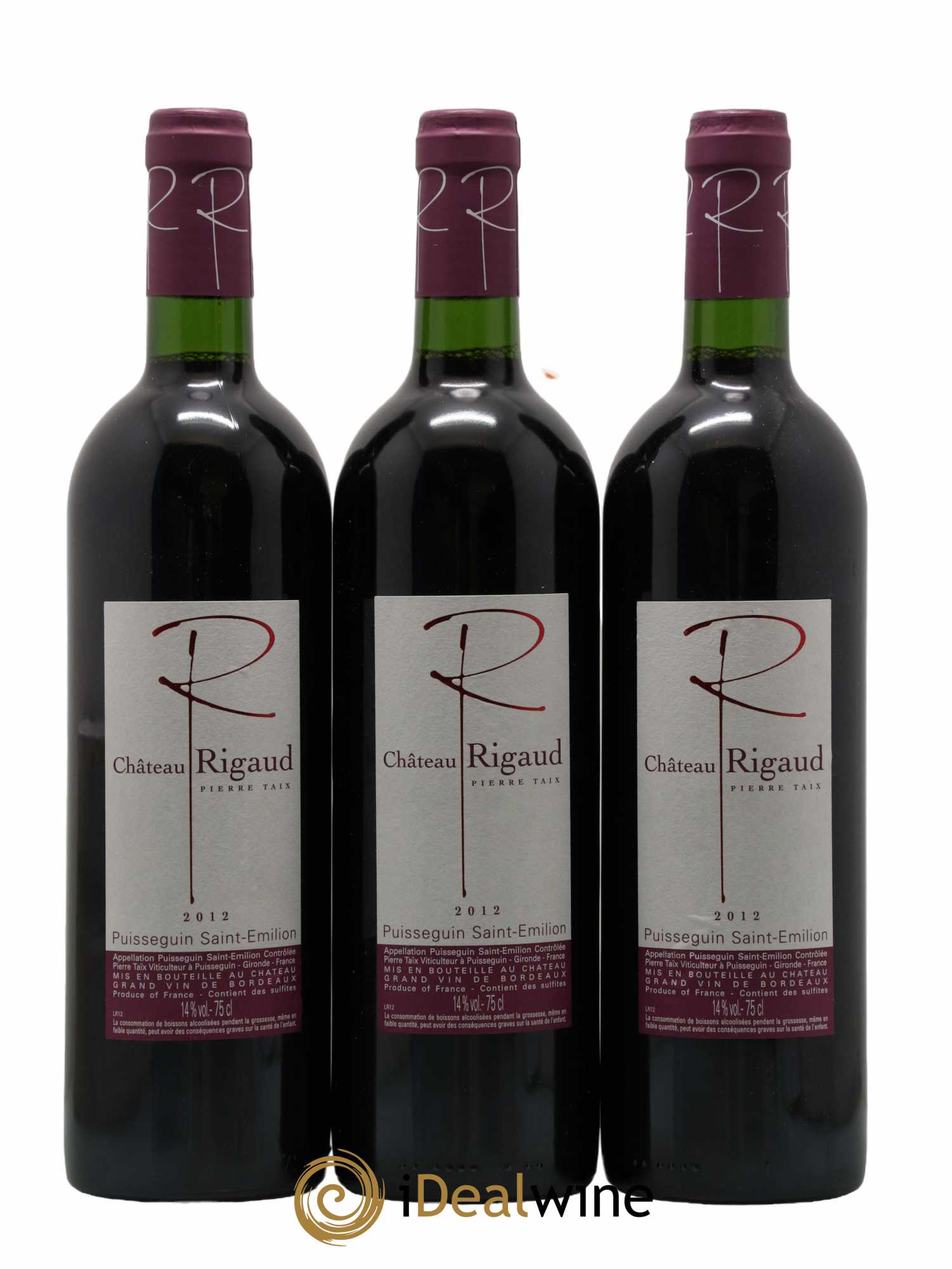 Puisseguin Saint-Émilion Château Rigaud 2012 - Lot de 3 bouteilles - 0