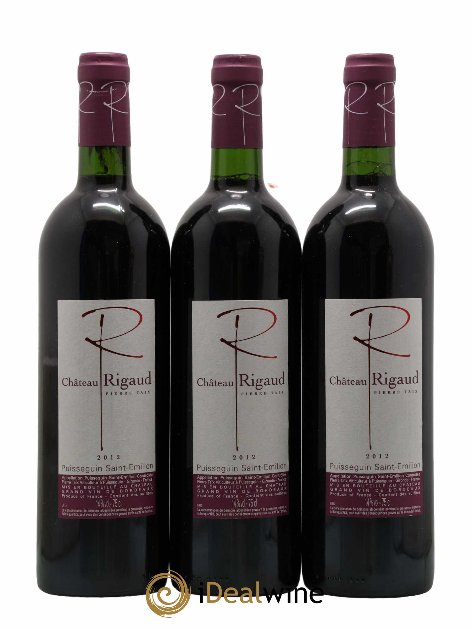 Puisseguin Saint-Émilion Château Rigaud 2012 - Lot de 3 bouteilles - 0