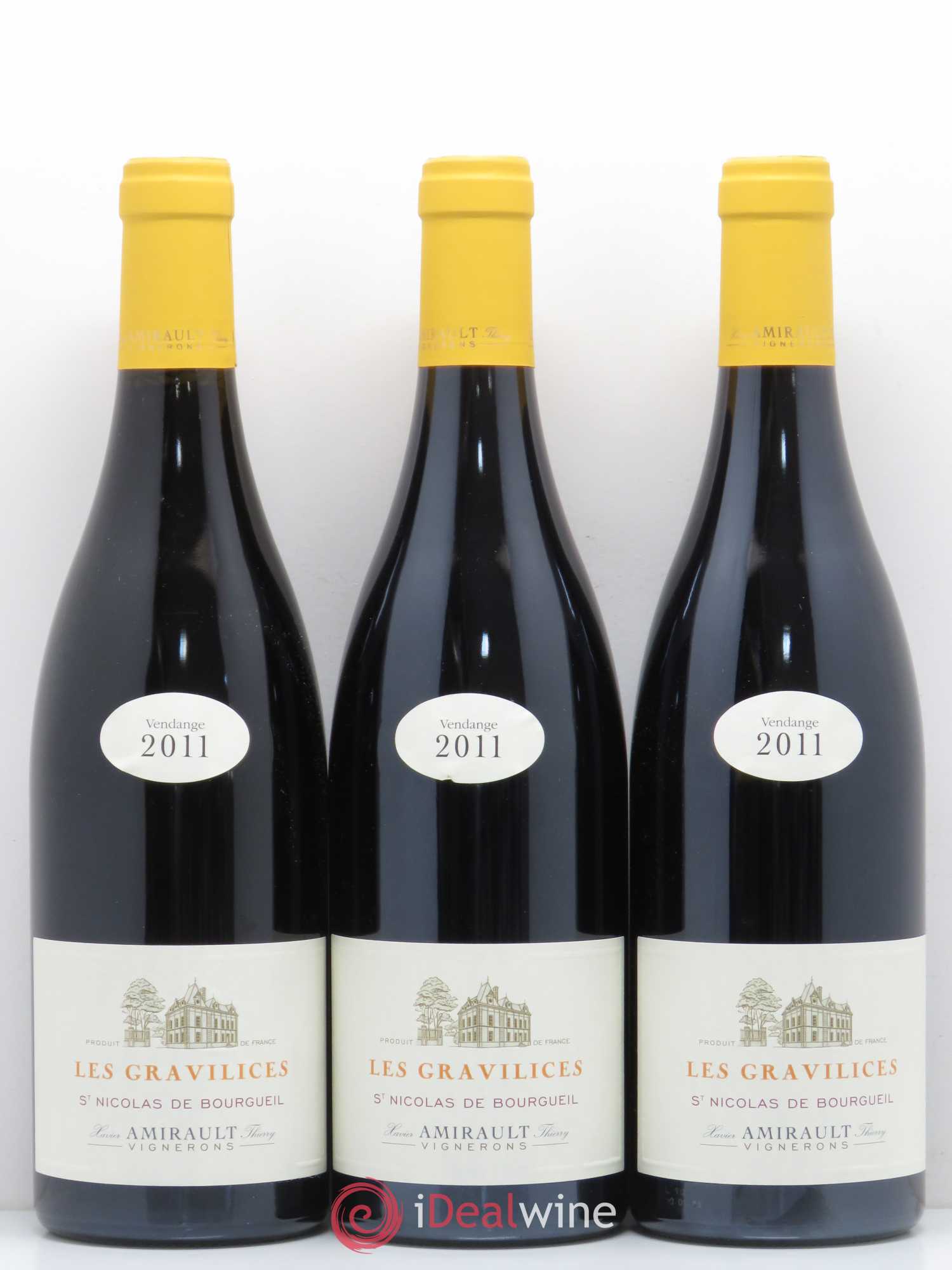 Saint-Nicolas de Bourgueil Les Gravilices Agnès et Xavier Amirault 2011 - Lot de 3 bouteilles - 0