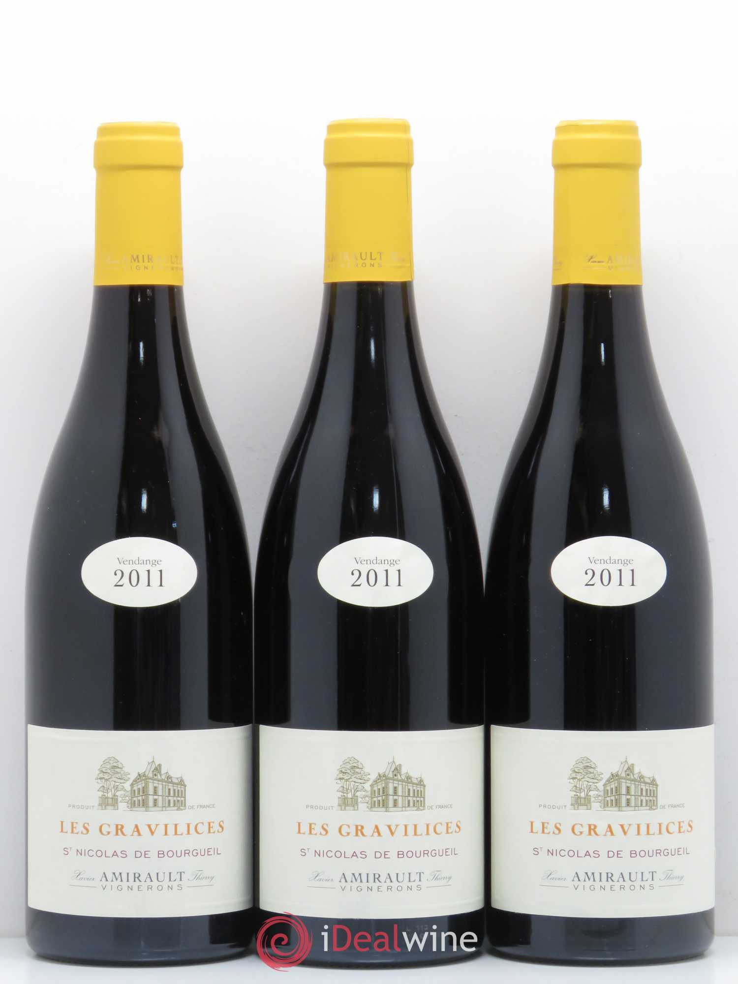 Saint-Nicolas de Bourgueil Les Gravilices Agnès et Xavier Amirault 2011 - Lot de 3 bouteilles - 0