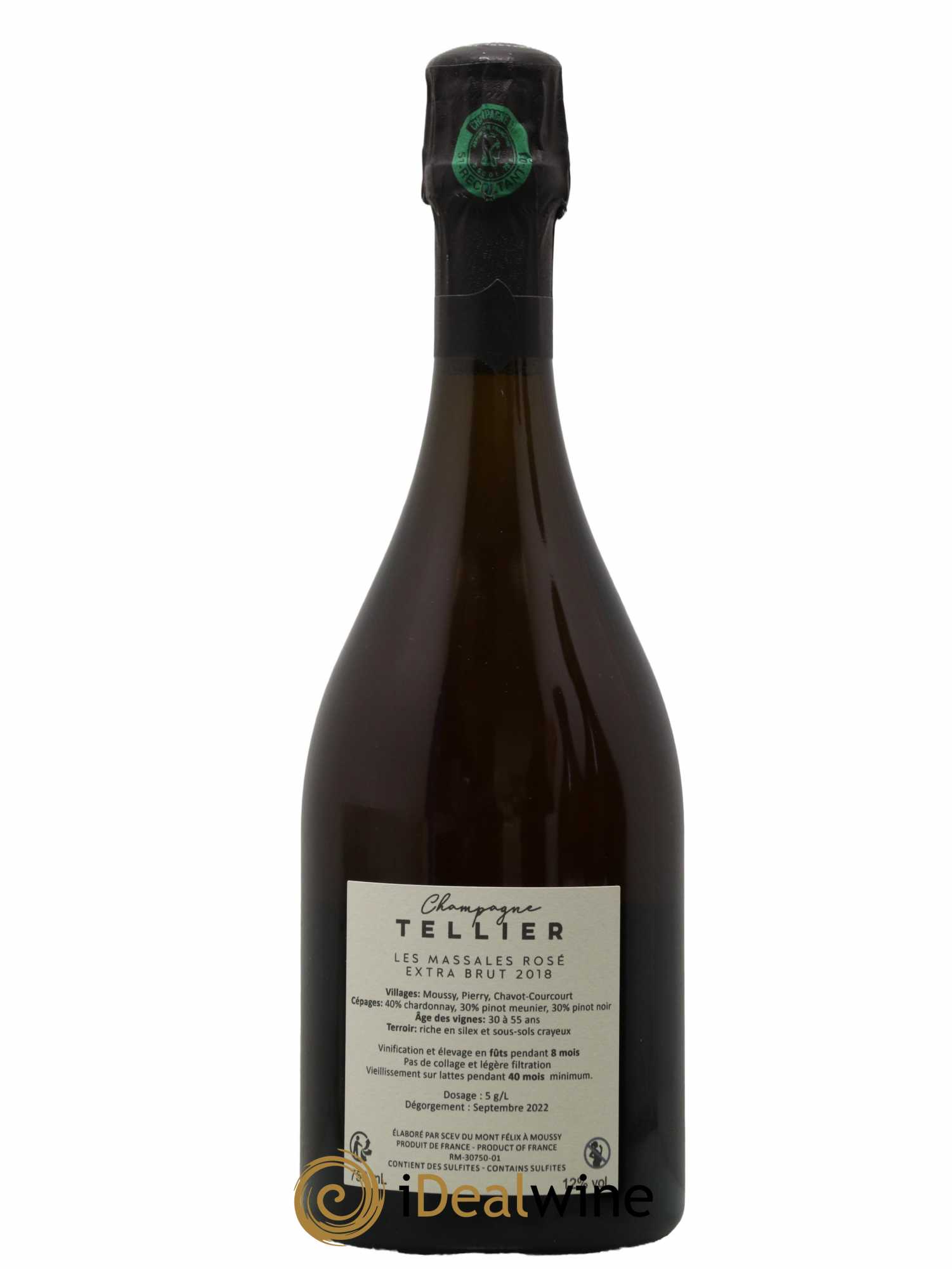 Champagne - Extra Brut Les Massales Maison Tellier 2018 - Lot de 1 bouteille - 1