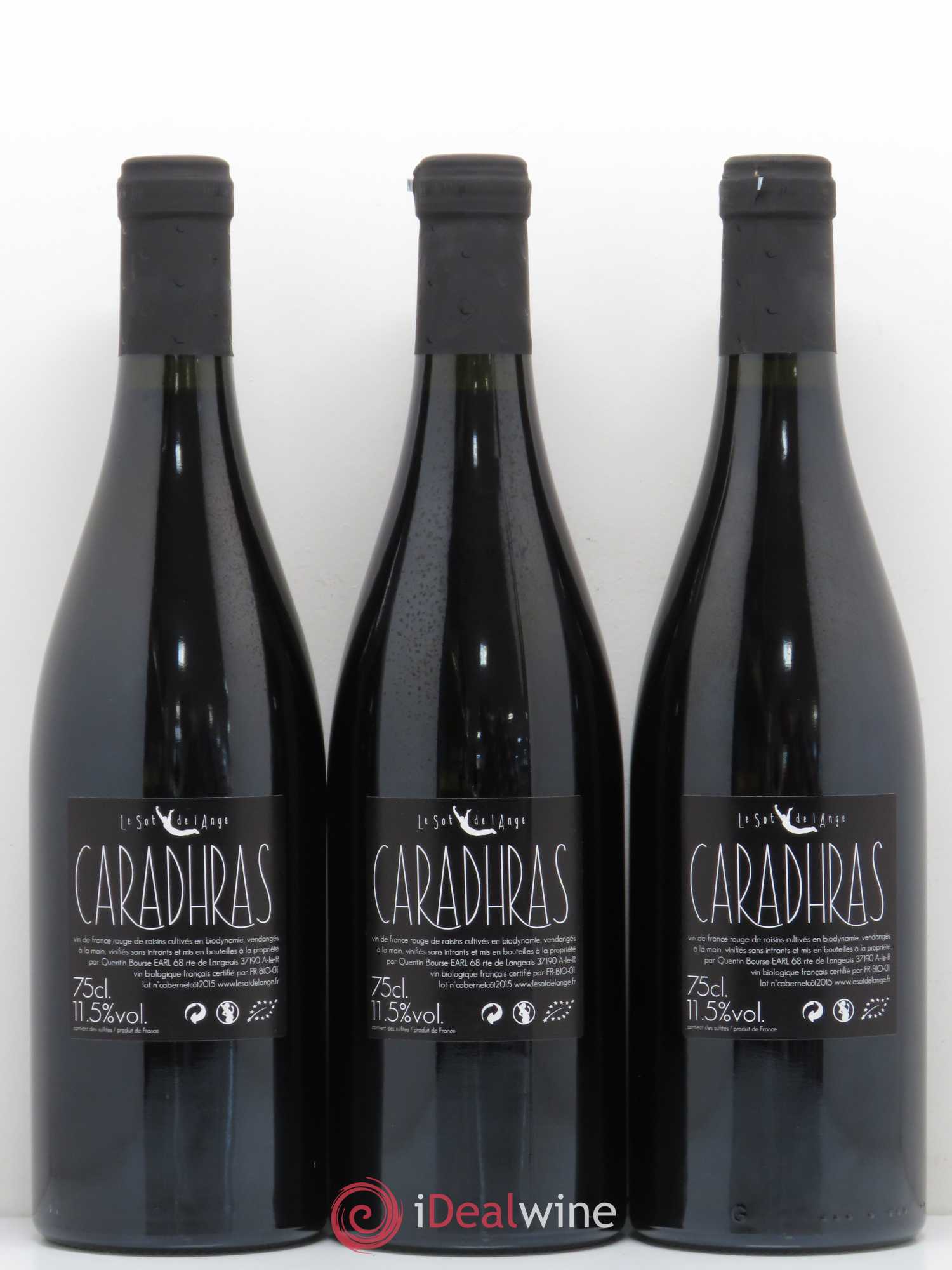 Vin de France Le Sot de l'Ange Caradhras (sans prix de réserve) 2015 - Posten von 3 Flaschen - 1