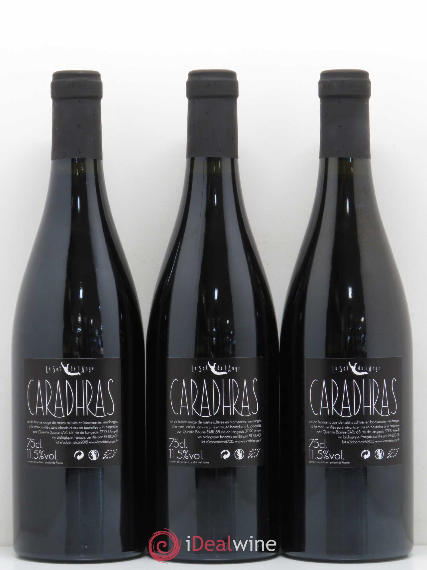 Vin de France Le Sot de l'Ange Caradhras (sans prix de réserve) 2015 - Posten von 3 Flaschen - 1