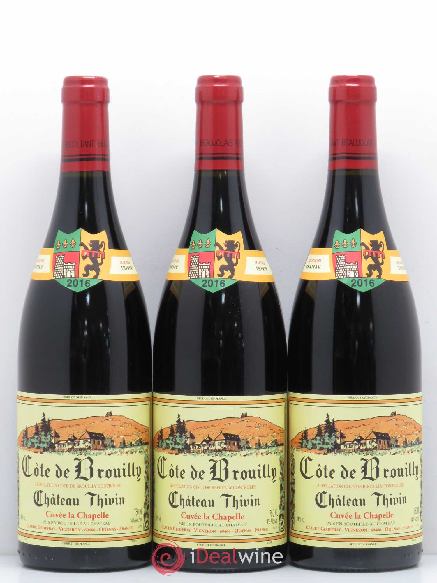 Côte de Brouilly Cuvée La Chapelle Château Thivin 2016 - Lot de 3 bouteilles - 0
