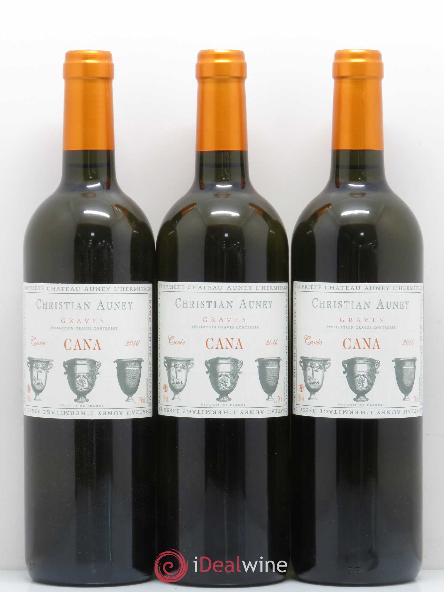 Graves Château Auney L'Hermitage Cana (sans prix de réserve) 2016 - Posten von 3 Flaschen - 0