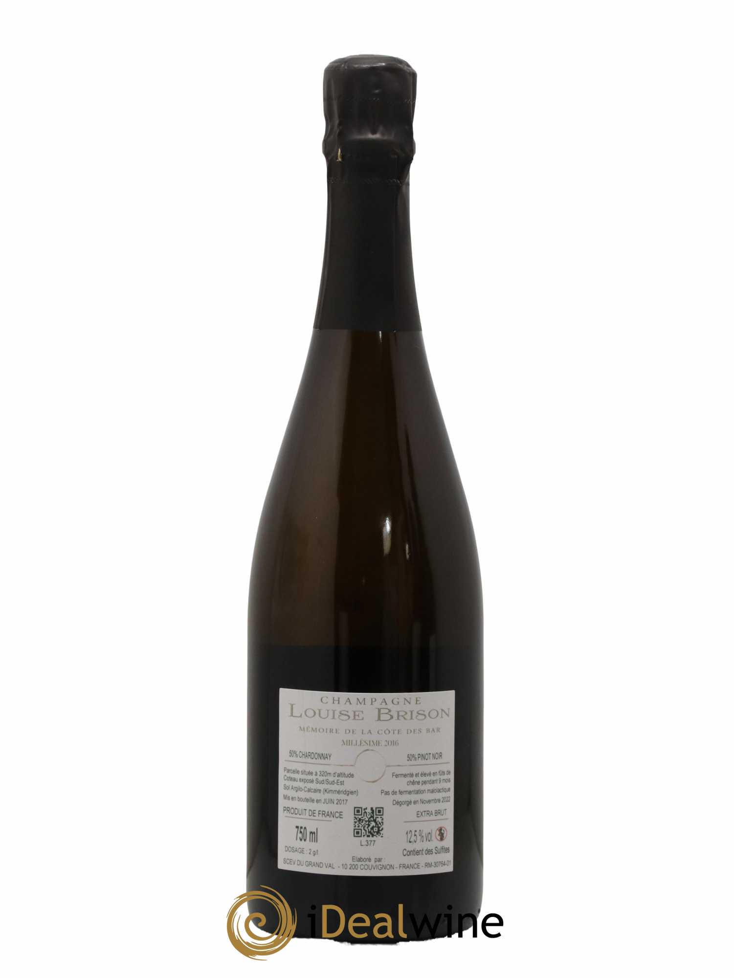 Champagne A l'Aube de la Côte des Bar Louise Brison 2016 - Lot de 1 bouteille - 1