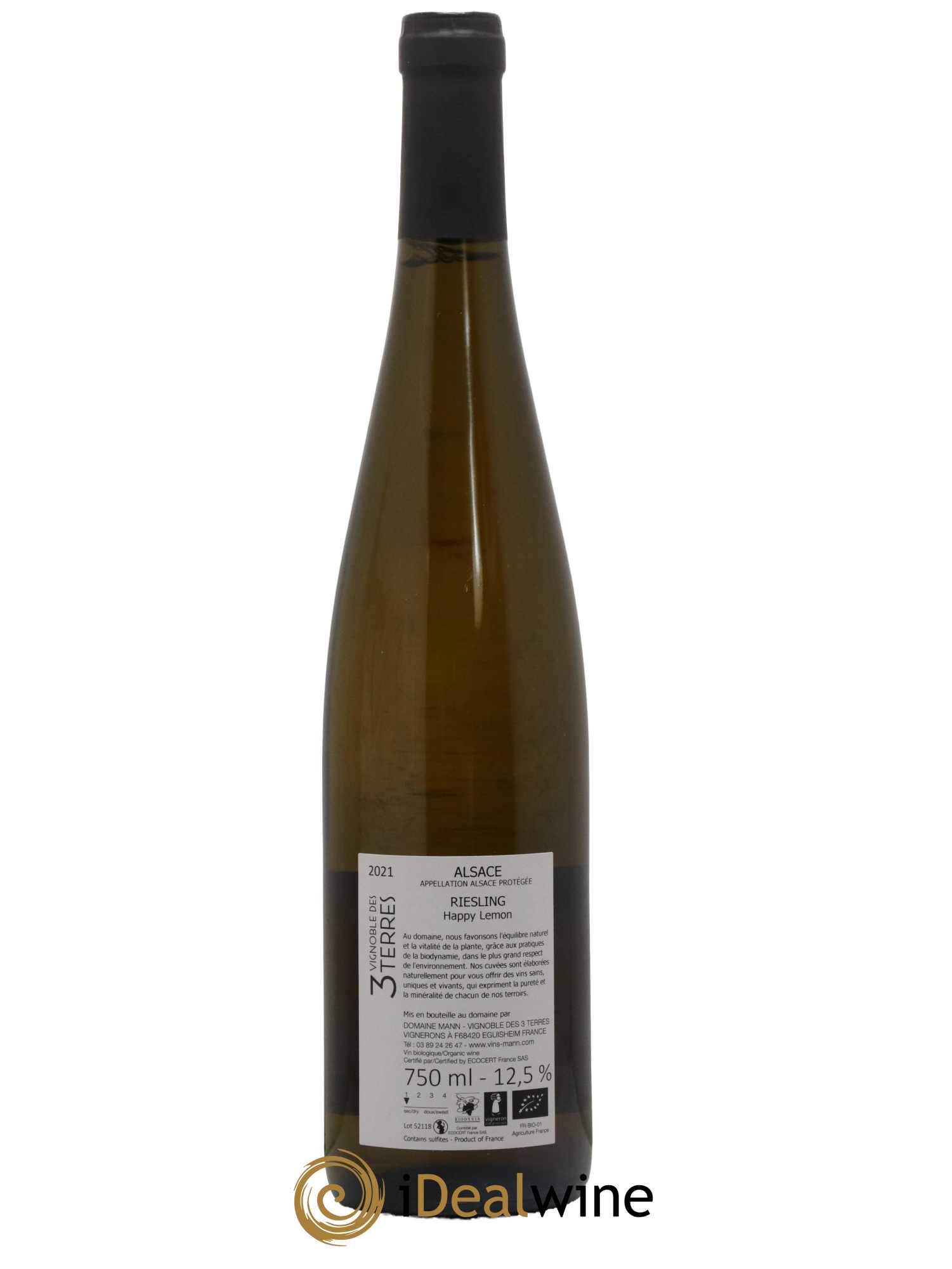 Alsace Vignoble Des 3 Terres Happy Lemon Domaine Mann 2021 - Lot de 1 bouteille - 1